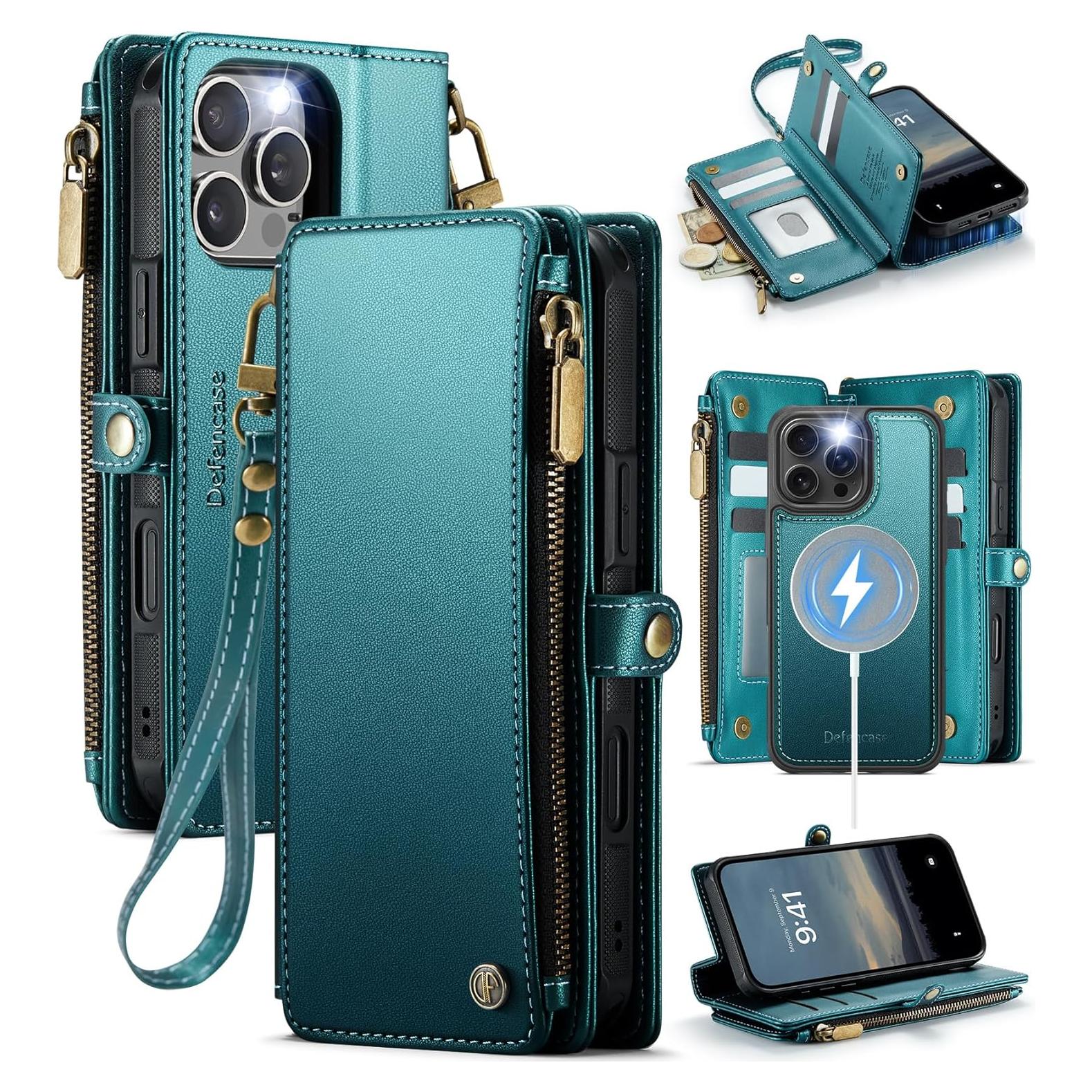Funda Cartera Magnética Defencase para iPhone 16 Pro Max Verde