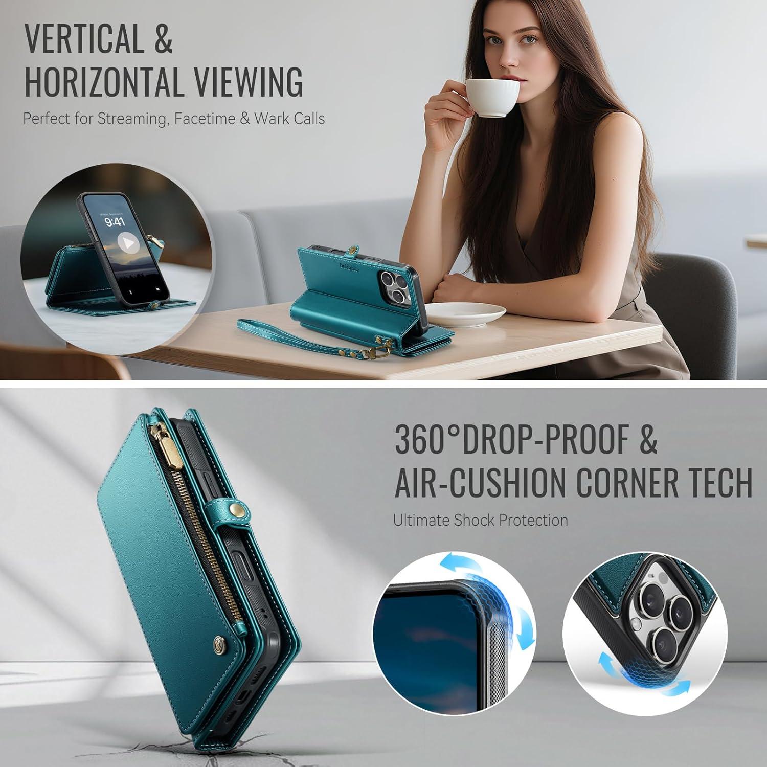 Funda Cartera Magnética Defencase para iPhone 16 Pro Max Verde