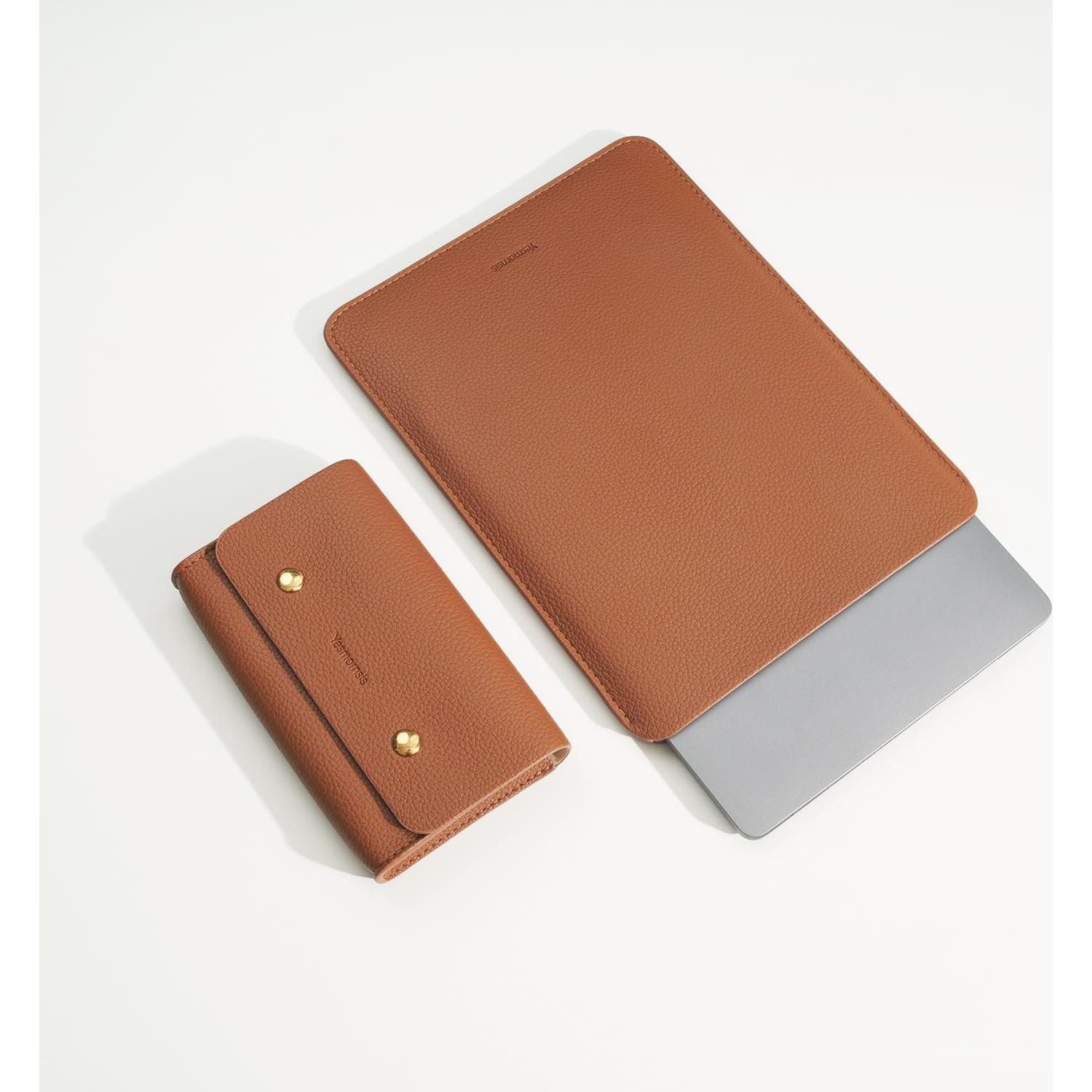 Funda de Laptop Yesmornsis 13" Cuero PU Acolchada Marrón