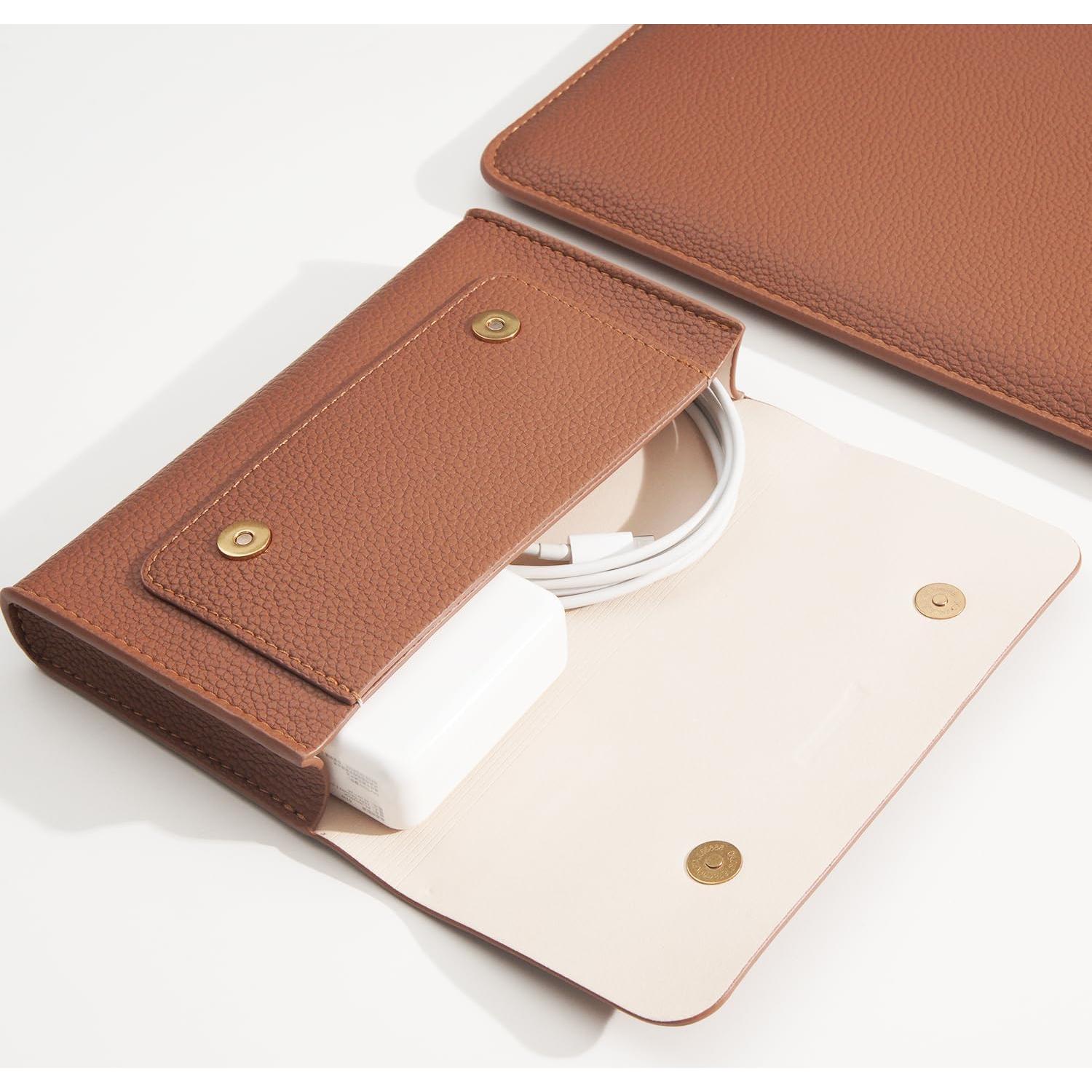 Funda de Laptop Yesmornsis 13" Cuero PU Acolchada Marrón