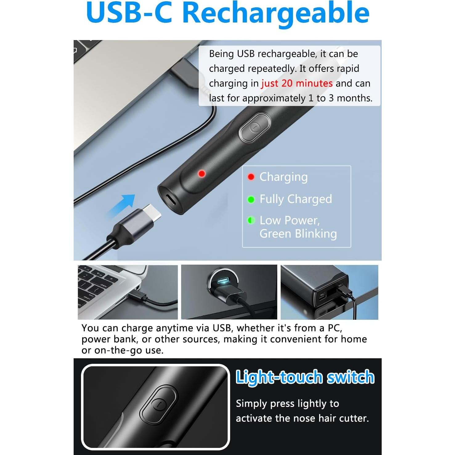 Recortador de Vello Nasal HILIYOT NTS-01 USB-C Indoloro