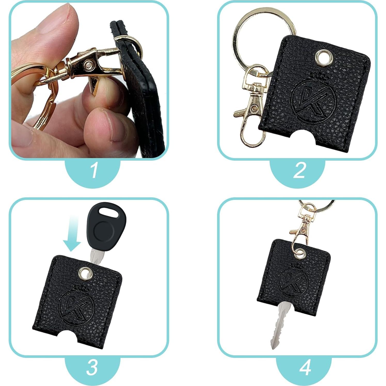 Funda de Llave de Cuero Suave KRSURERICHER 3 Piezas Negra