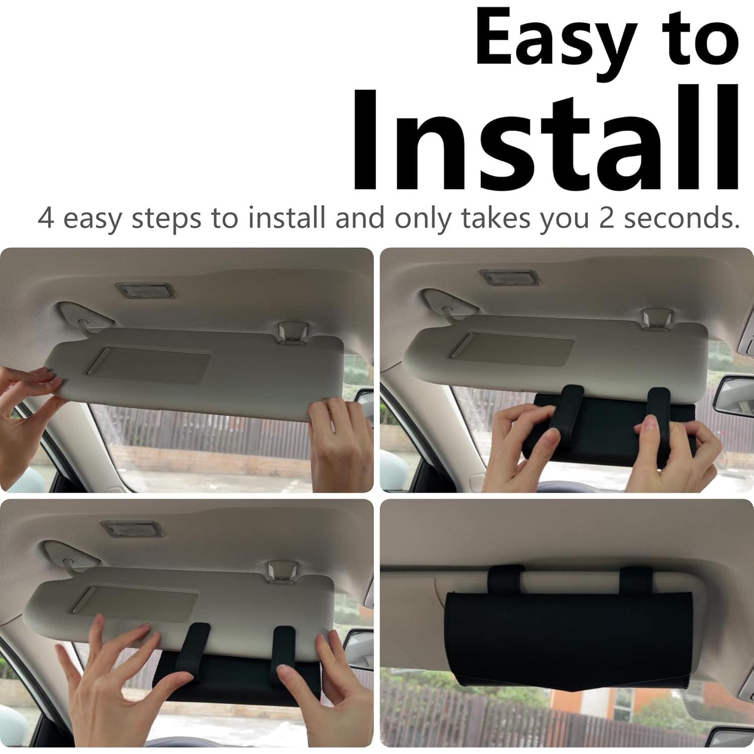 Soporte de Gafas de Sol KEKIMO para Coche Negro - Estuche Universal