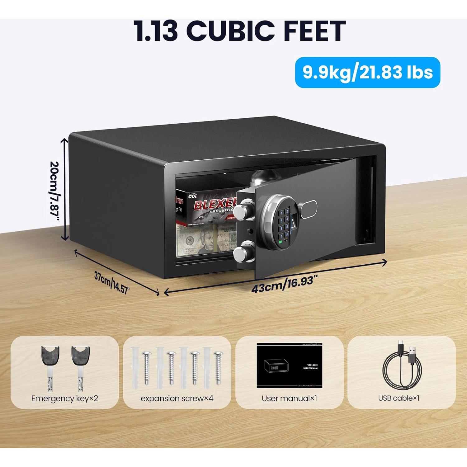 Caja Fuerte Biométrica Grimtron 1.13 Pies³ con Teclado LED
