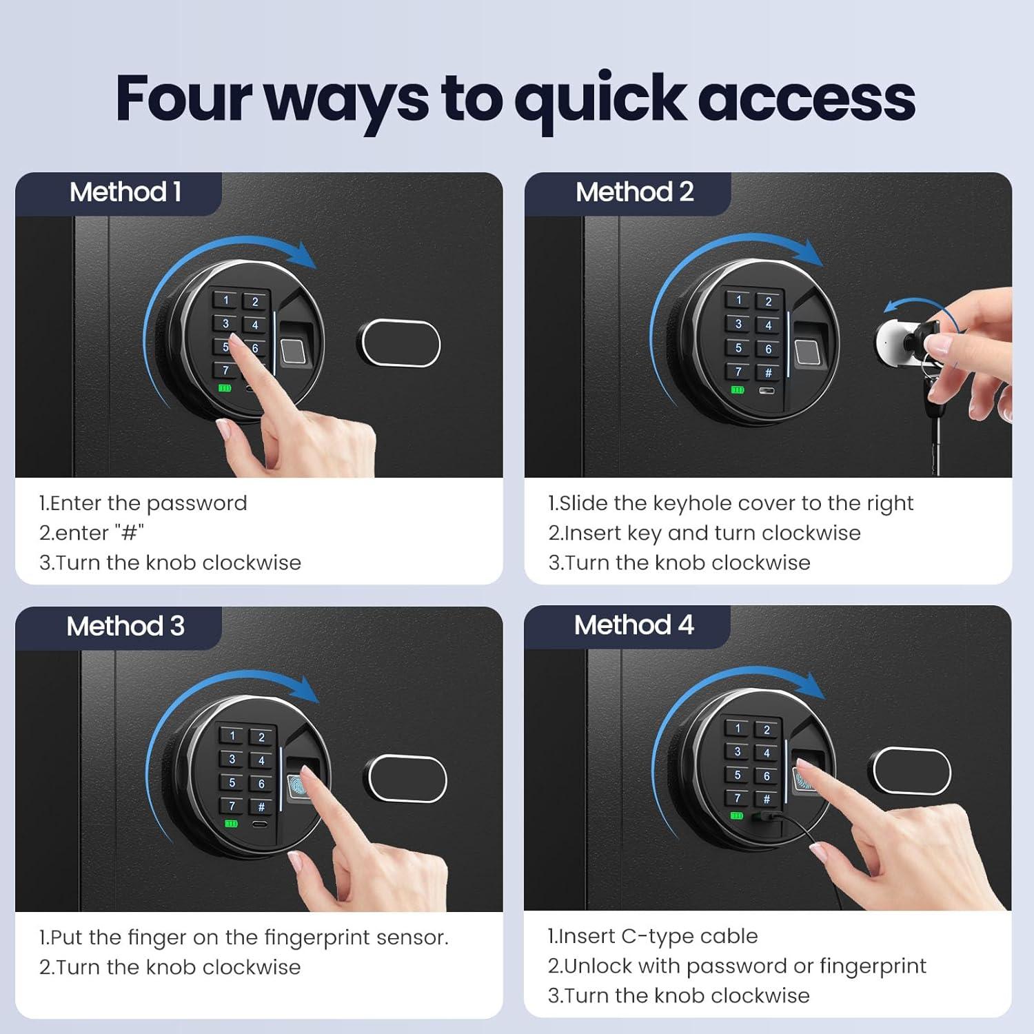 Caja Fuerte Biométrica Grimtron 1.13 Pies³ con Teclado LED