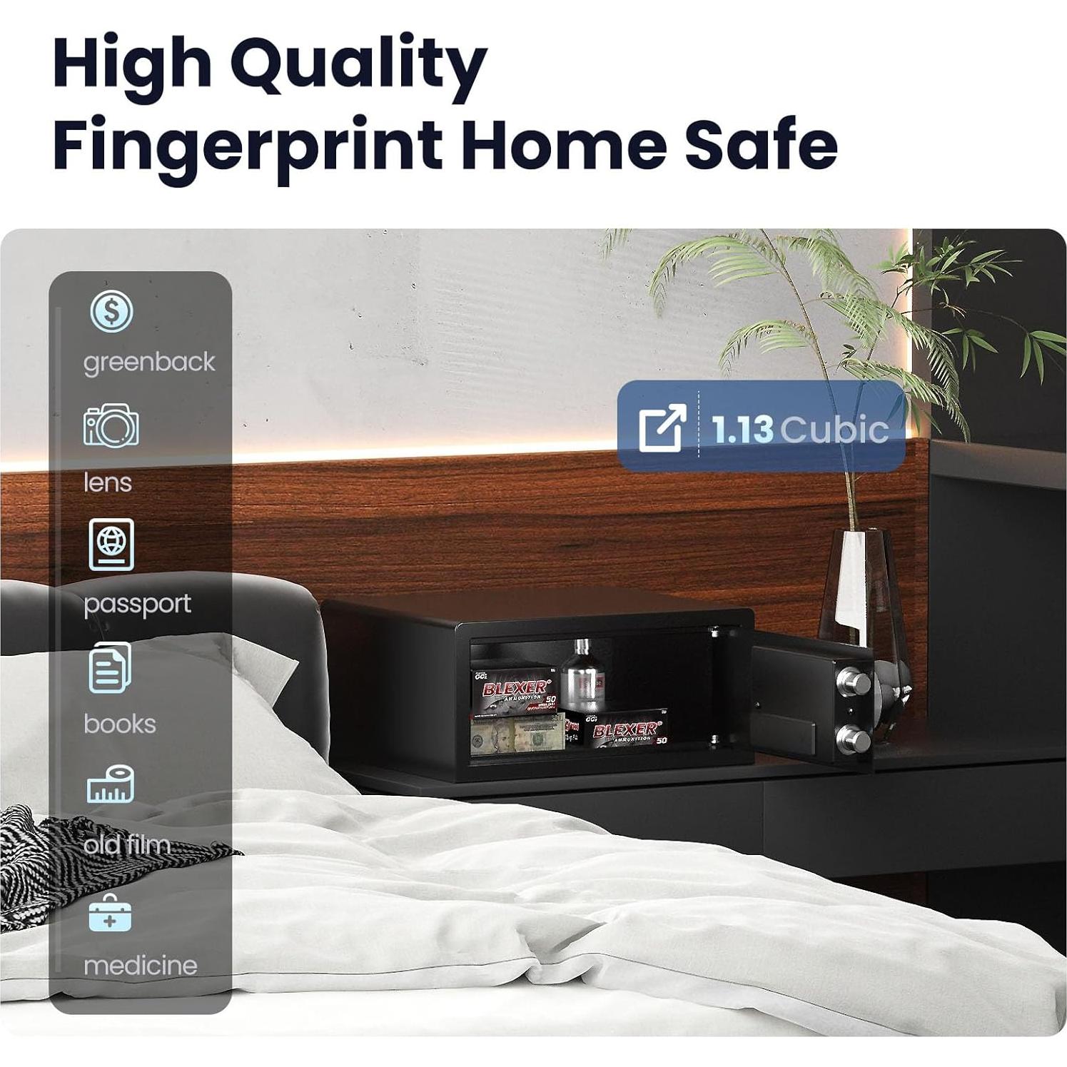 Caja Fuerte Biométrica Grimtron 1.13 Pies³ con Teclado LED