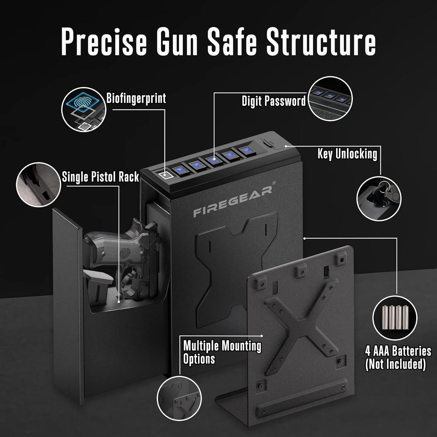 Caja Fuerte Biométrica FIREGEAR FG-CG6005 Acero 4.88kg