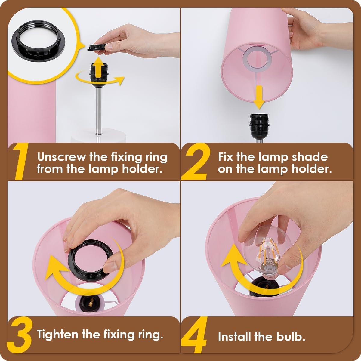 Lámpara de Mesita Yarra-Decor Rosa con Carga USB y Toma de Corriente