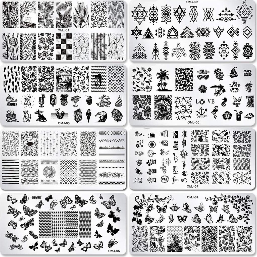 Kit de Estampado de Uñas SILPECWEE 8 Piezas Flores y Mariposas