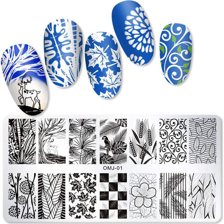 Kit de Estampado de Uñas SILPECWEE 8 Piezas Flores y Mariposas