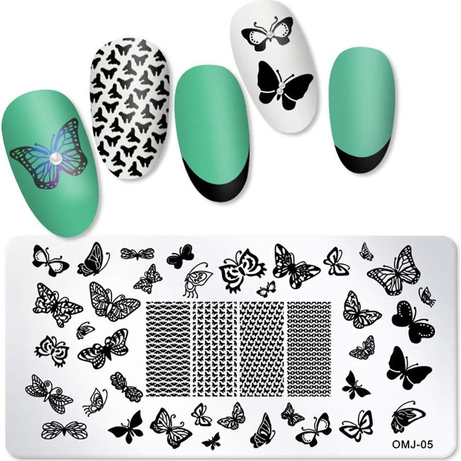 Kit de Estampado de Uñas SILPECWEE 8 Piezas Flores y Mariposas