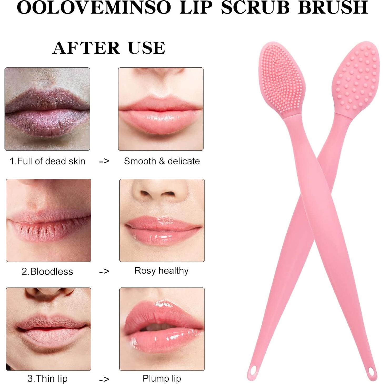 Cepillo Exfoliador de Labios ooloveminso - 10 Piezas Rosa