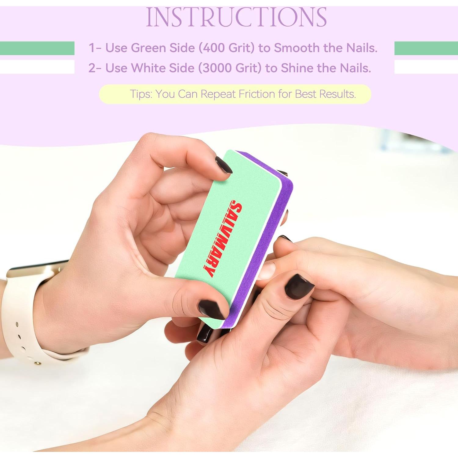 Bloques de Pulido de Uñas SALVMARY 2 Pcs Doble Lado 400/3000 Grano