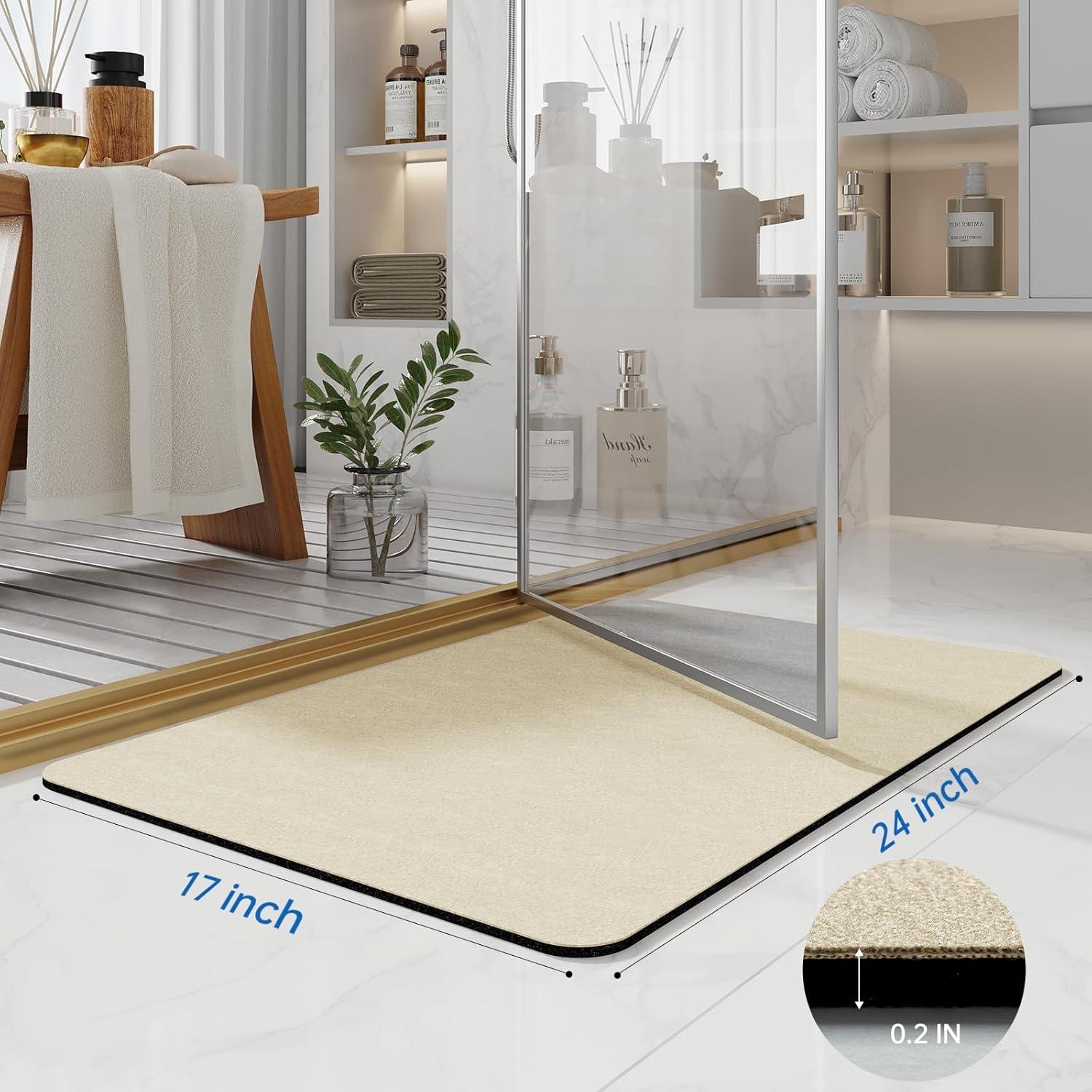 Alfombrilla de baño Earcu 61x43 cm Antideslizante Beige
