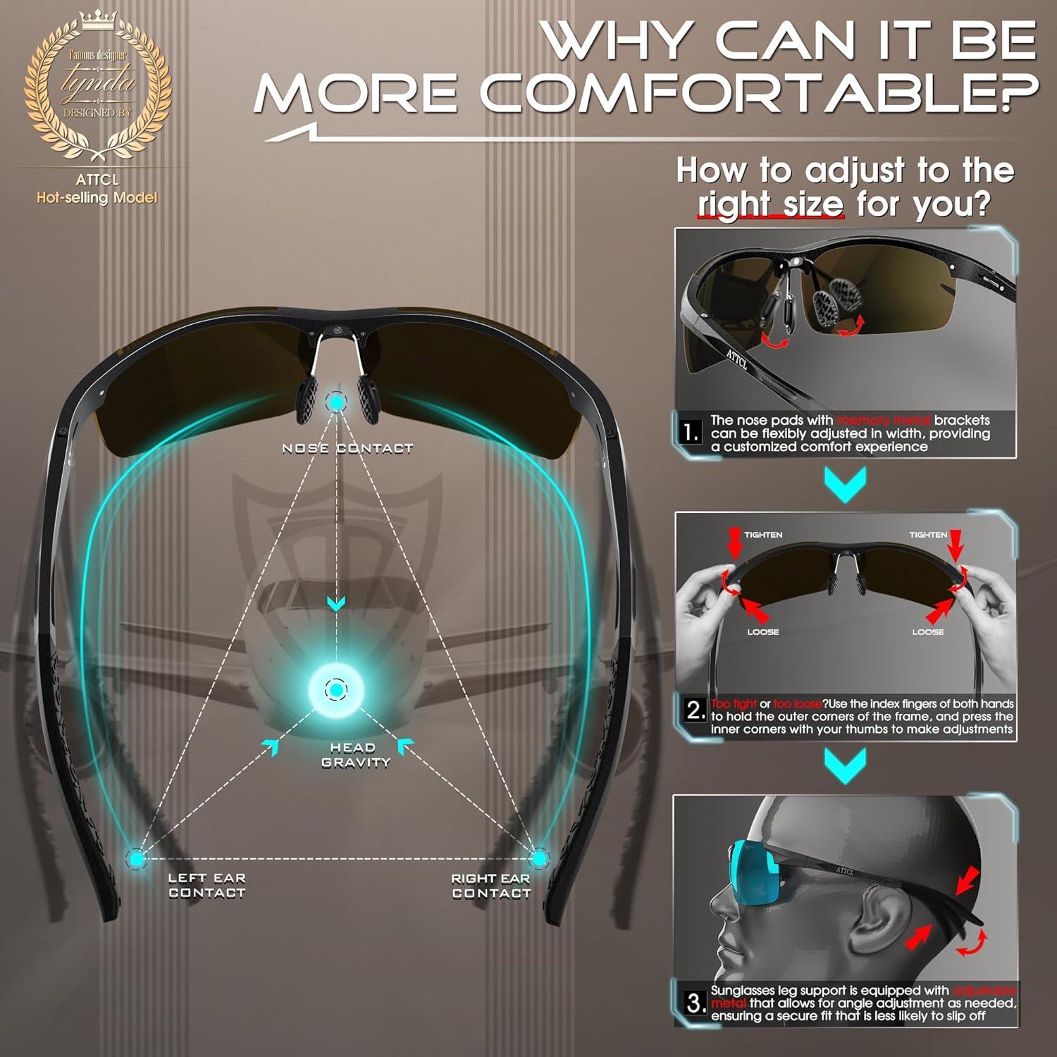 Gafas de sol polarizadas ATTCL - Marco ligero UV400 para hombres