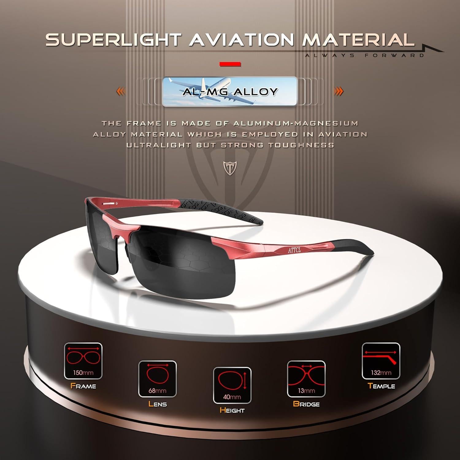 Gafas de sol polarizadas ATTCL - Marco ligero Al-Mg UV400