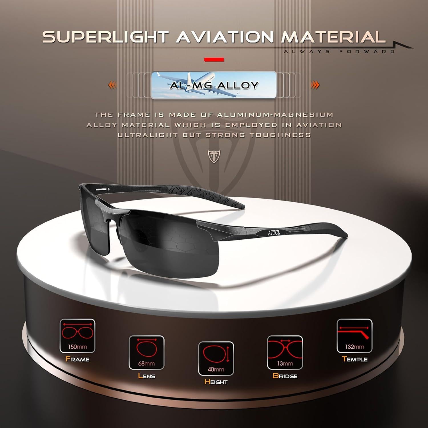 Gafas de sol polarizadas ATTCL - Marco ligero Al-Mg UV400