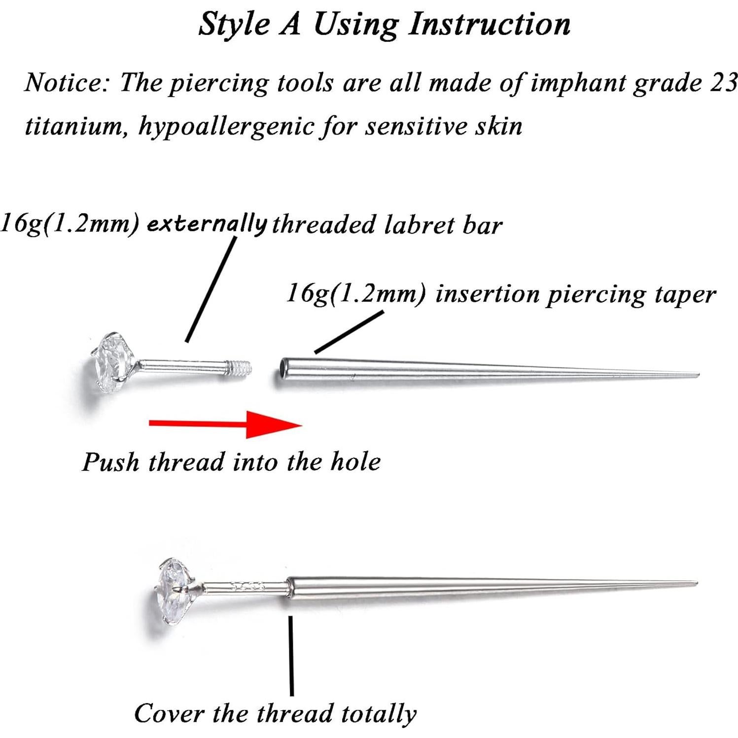 MILACOLATO Punzones de Titanio 14G 16G para Piercing