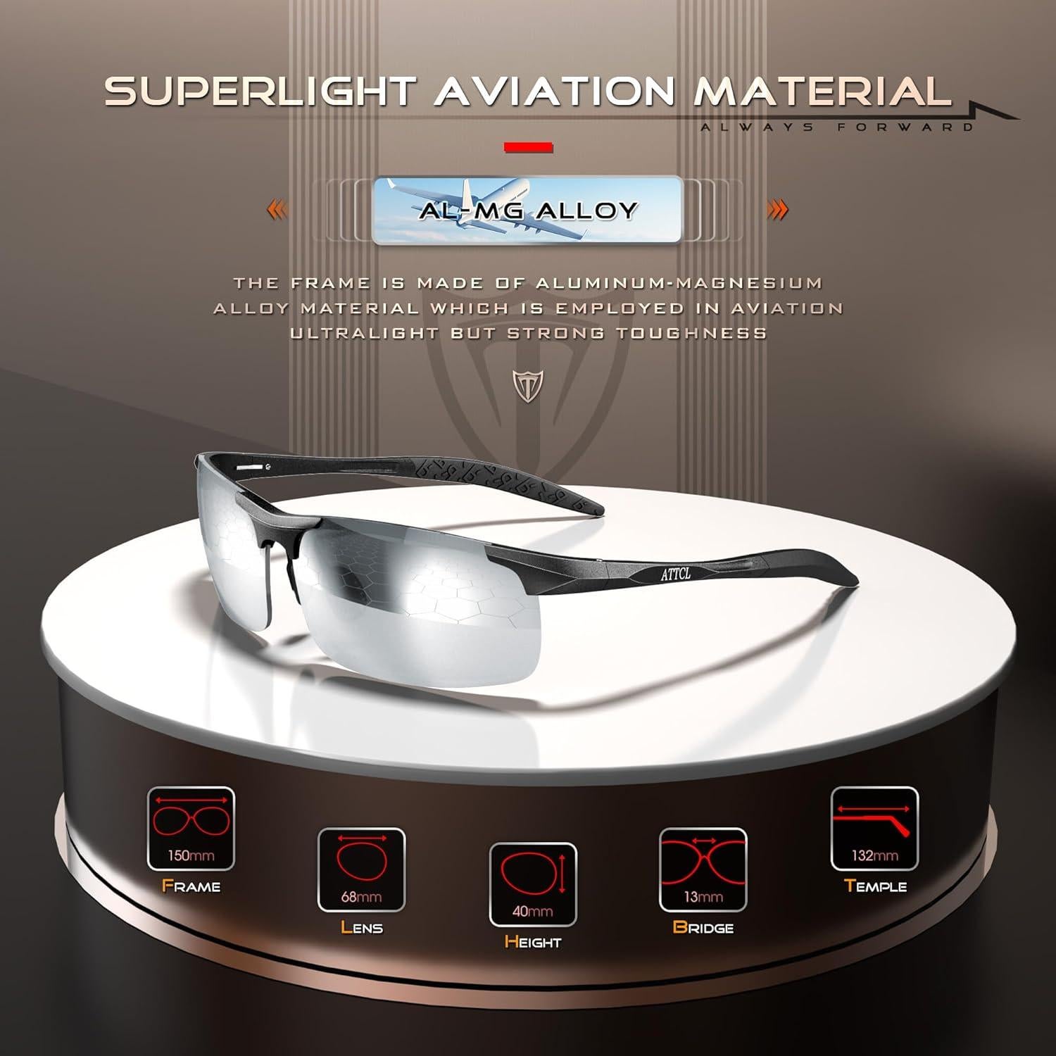Gafas de sol polarizadas ATTCL - Marco ligero Al-Mg UV400