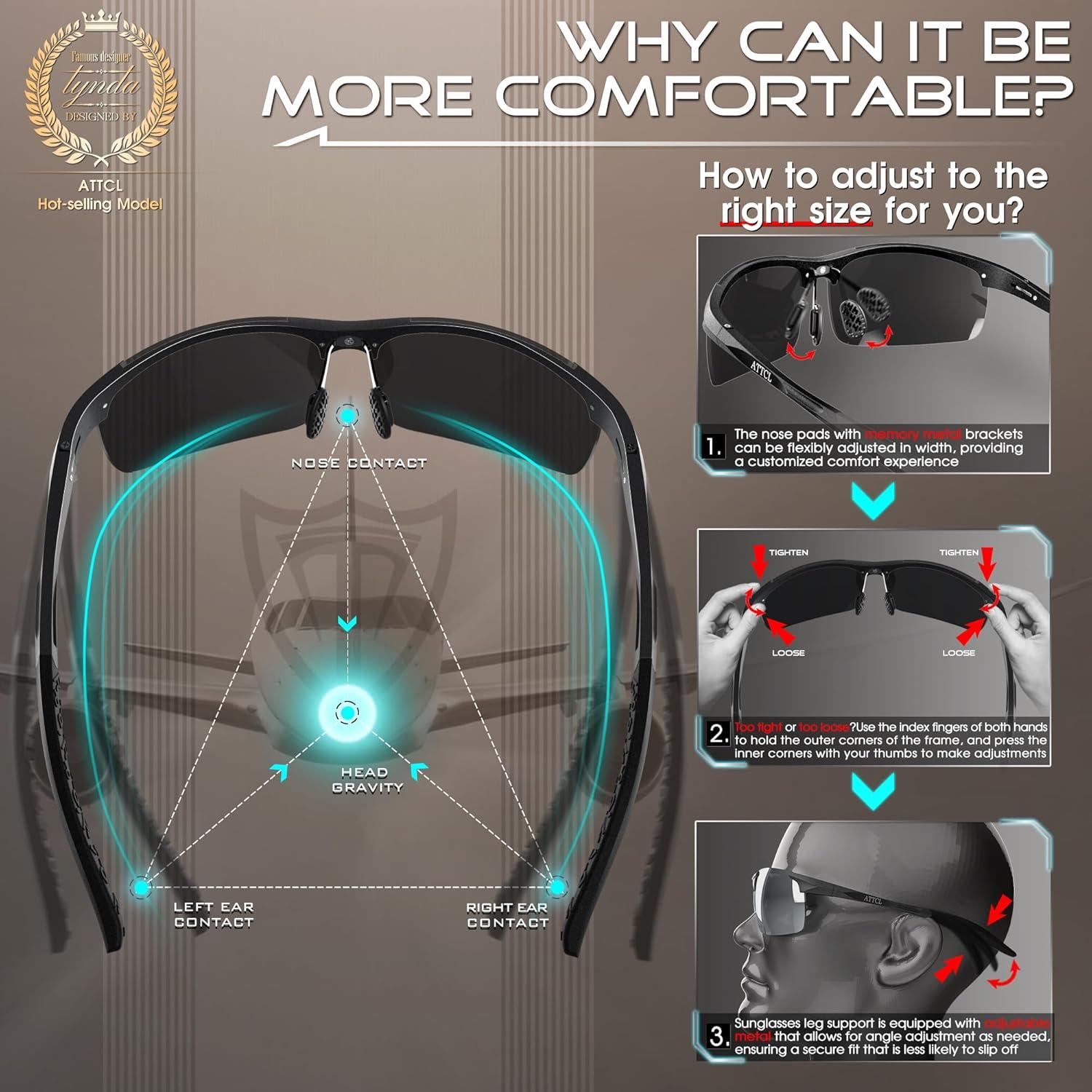 Gafas de sol polarizadas ATTCL - Marco ligero Al-Mg UV400