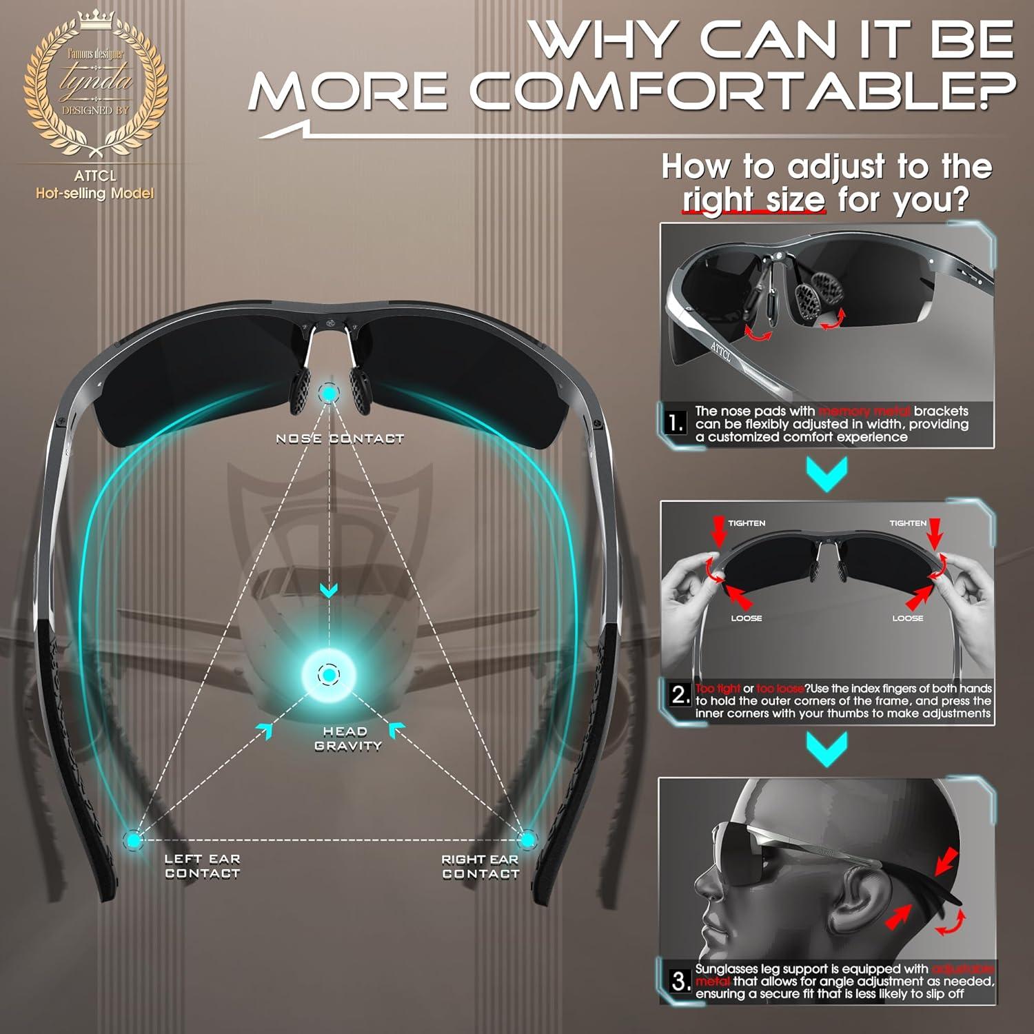 Gafas de sol polarizadas ATTCL - Marco ligero de metal