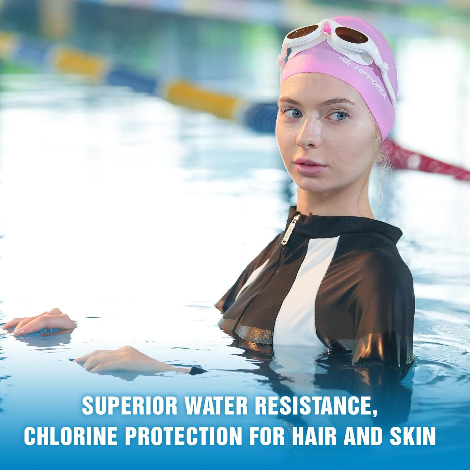 Gorro de natación extra grande HIPPOPEA para cabello largo - Silicona