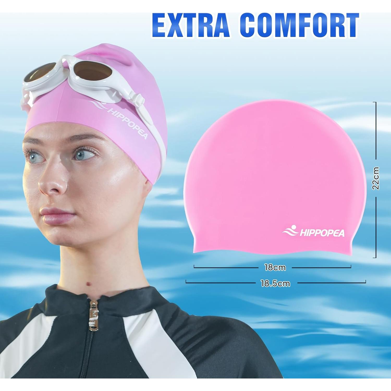 Gorro de natación extra grande HIPPOPEA para cabello largo - Silicona