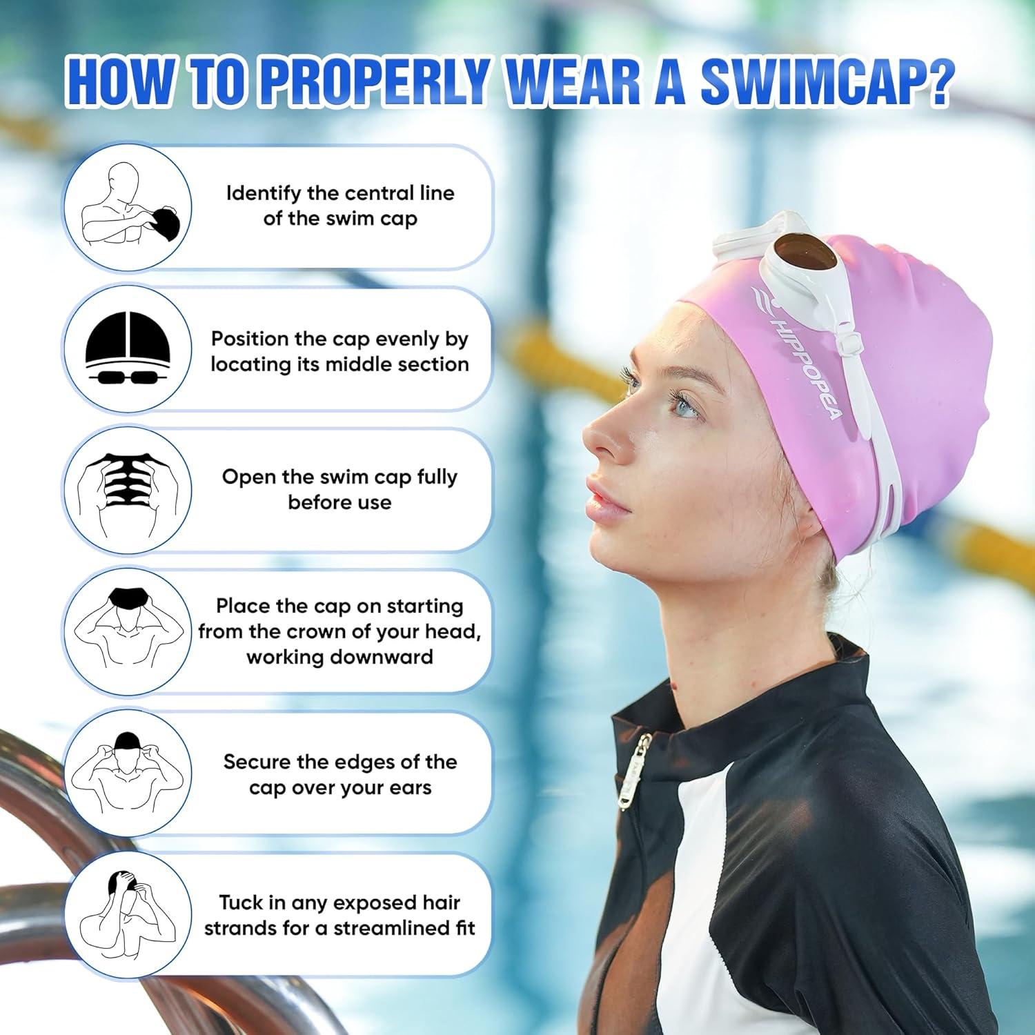 Gorro de natación extra grande HIPPOPEA para cabello largo - Silicona