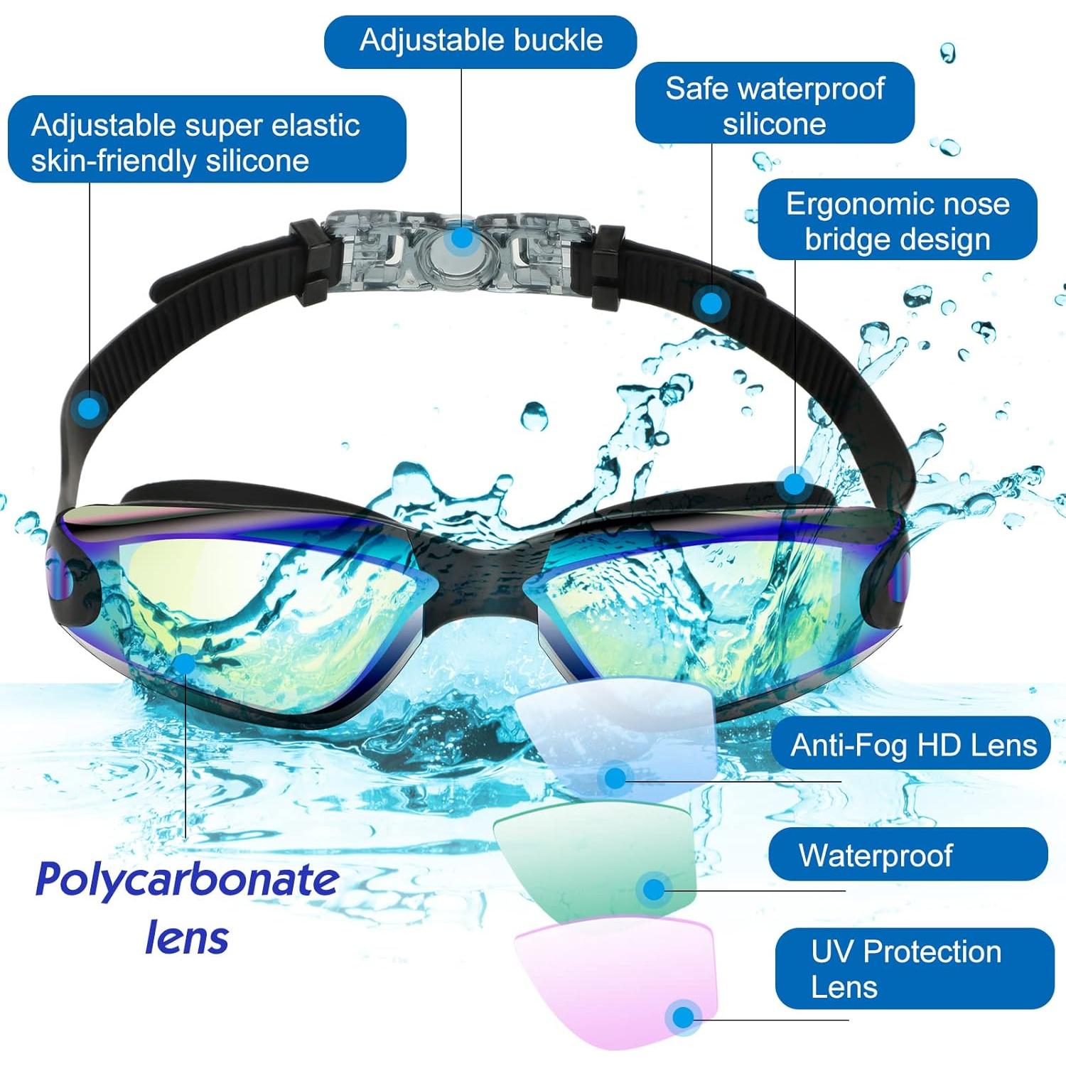 Paquete de 24 Gafas de Natación Konohan Antivaho para Adultos y Niños