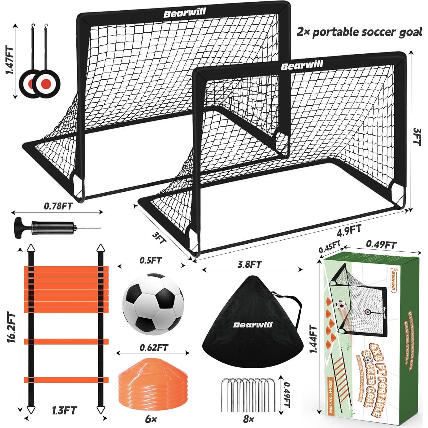 Portería de Fútbol Bearwill, Conjunto 2 Porterías 1.22x0.91m