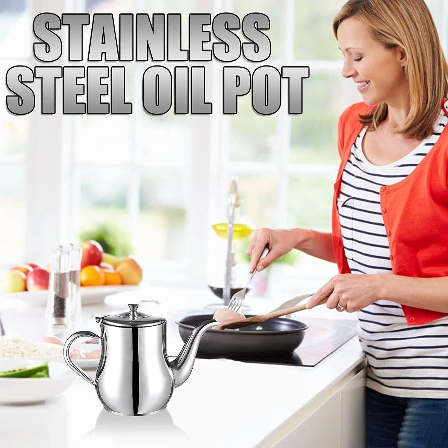 Olla Filtro de Aceite Ujicde Acero Inoxidable 24oz con Tapa