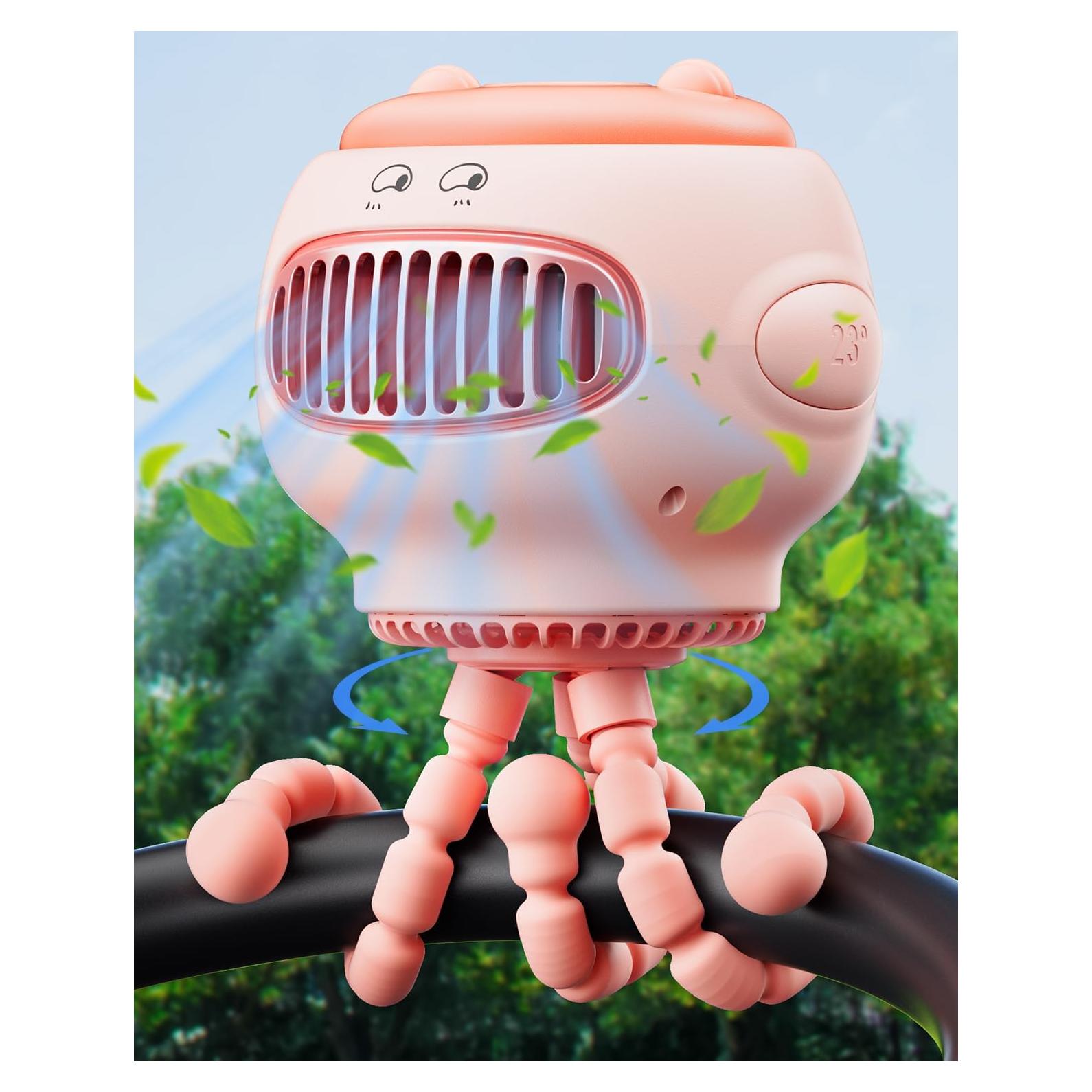 Ventilador de Cochecito coldSky YE02 Rosa 4 Velocidades Oscilante