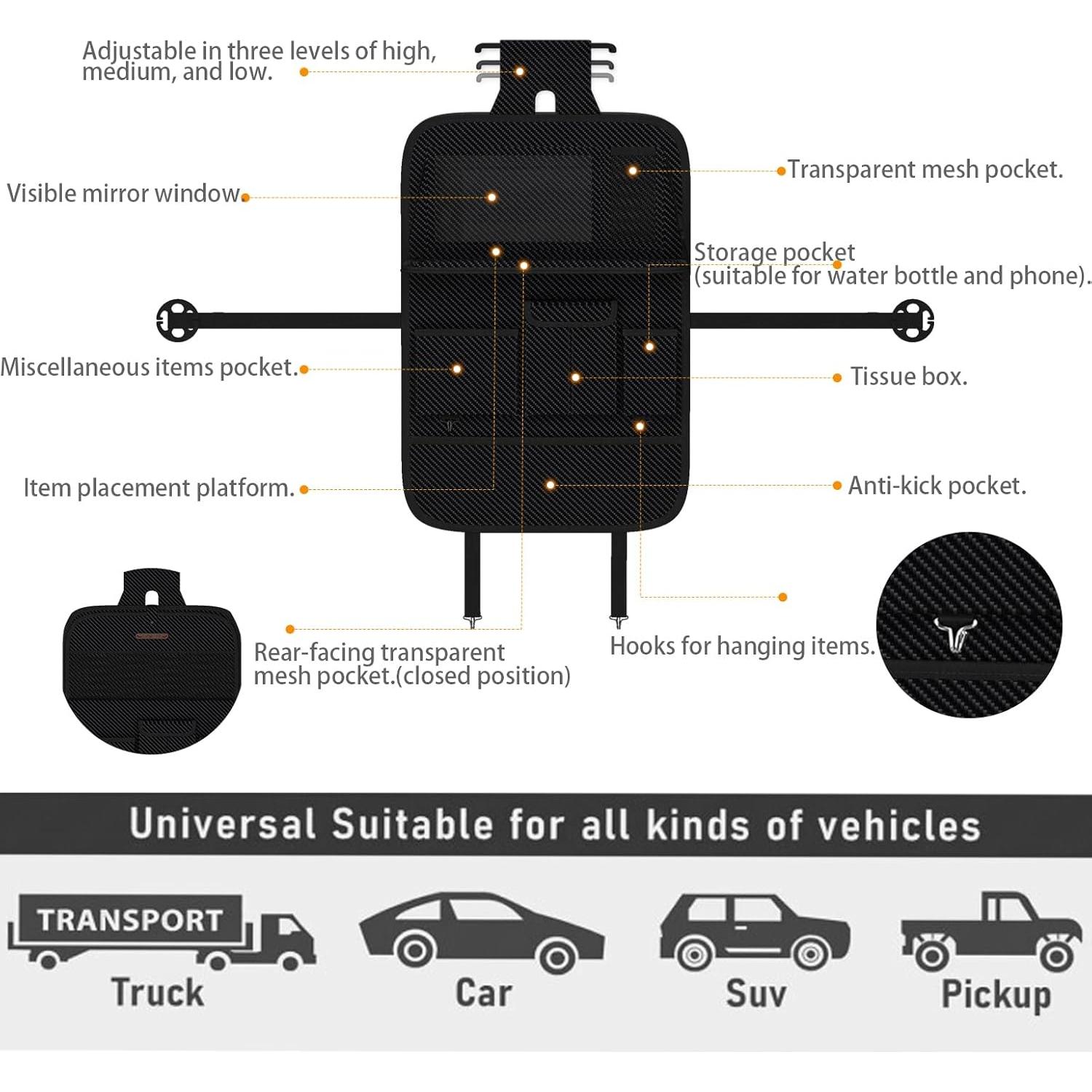 Organizador de Asiento Trasero XDV Fibra de Carbono 1 Pcs
