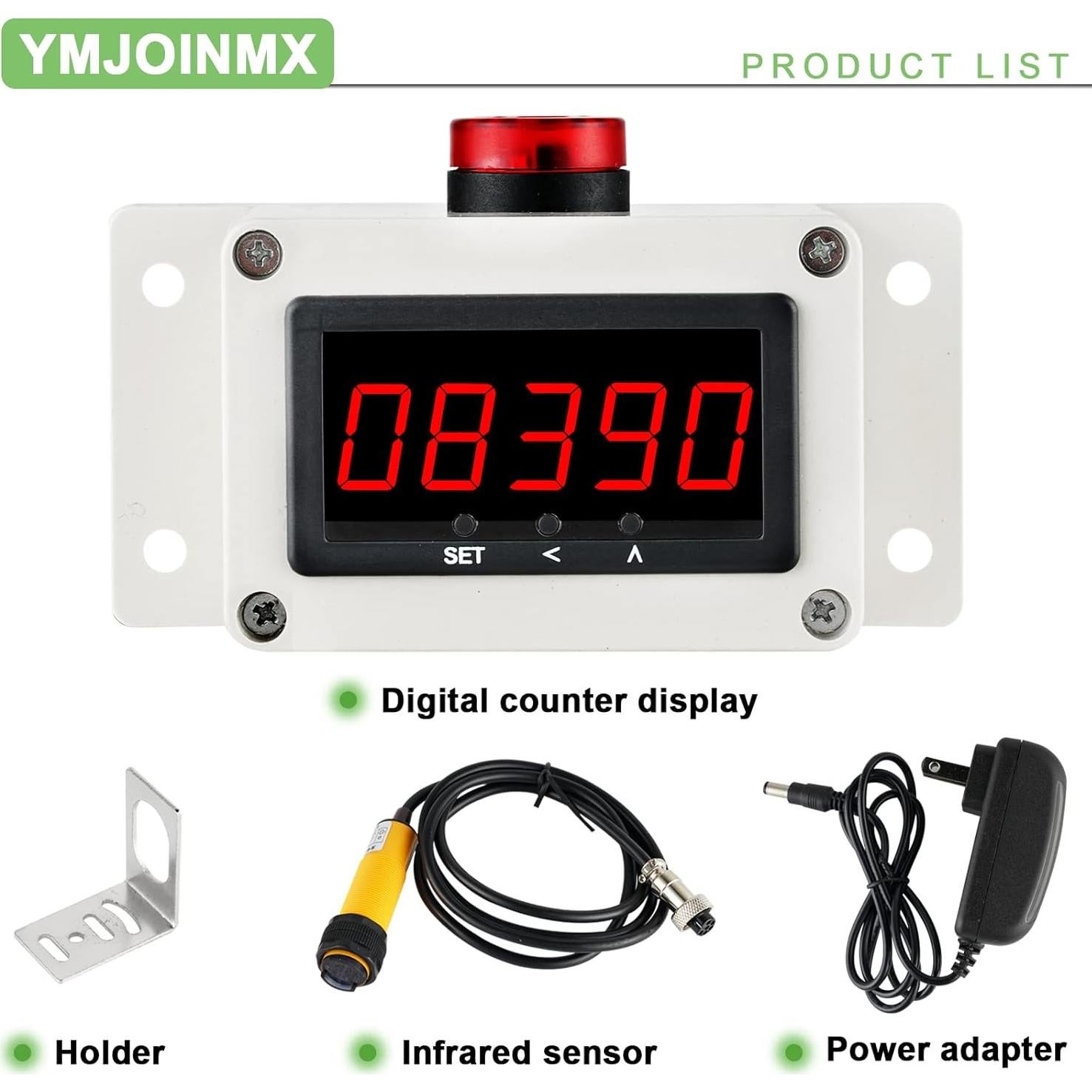 Contador LED Digital YMJOINMX hasta 99999 con Alarma y Sensor Infrarrojo