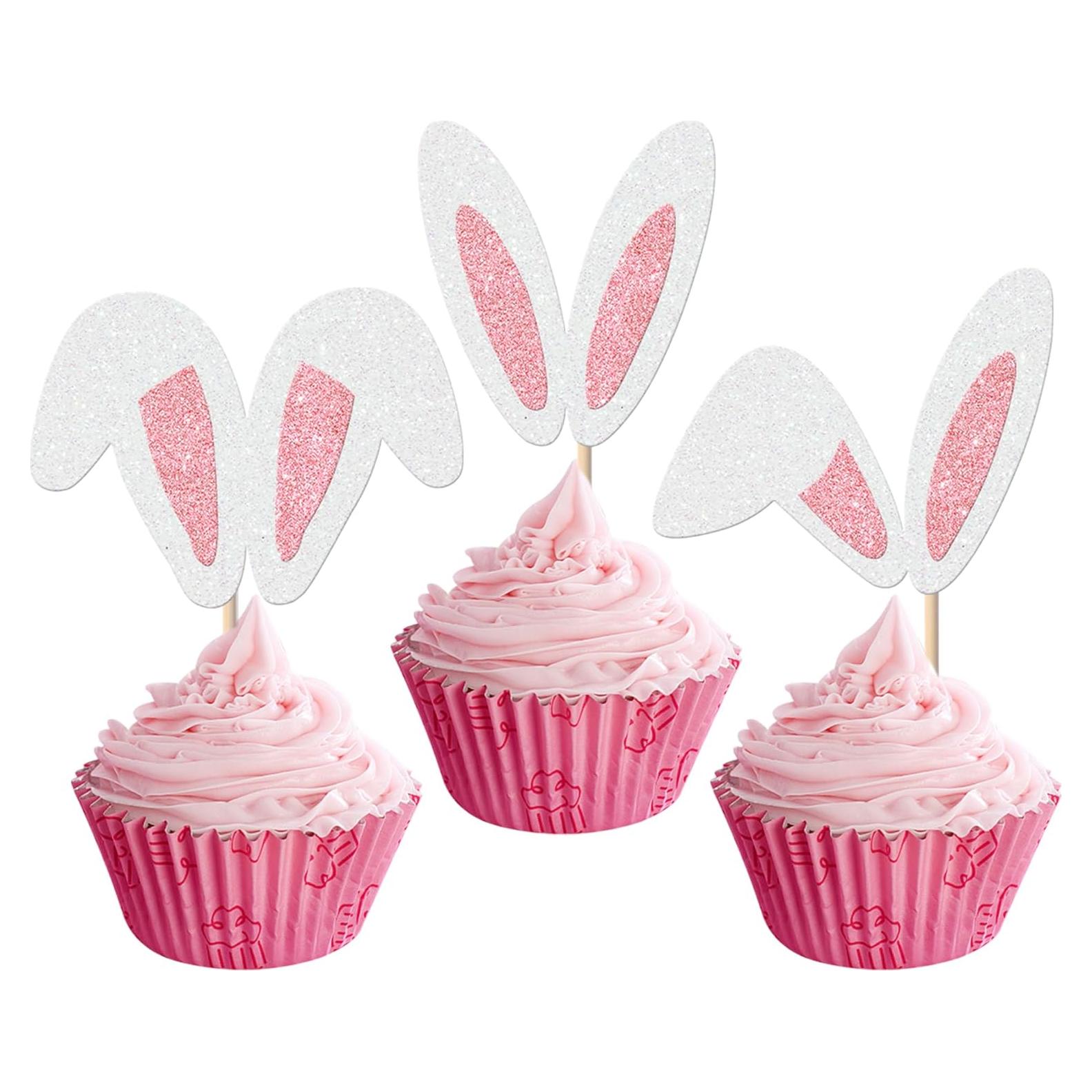 Adornos de Cupcake Rsstarxi 24 Piezas Conejo de Pascua
