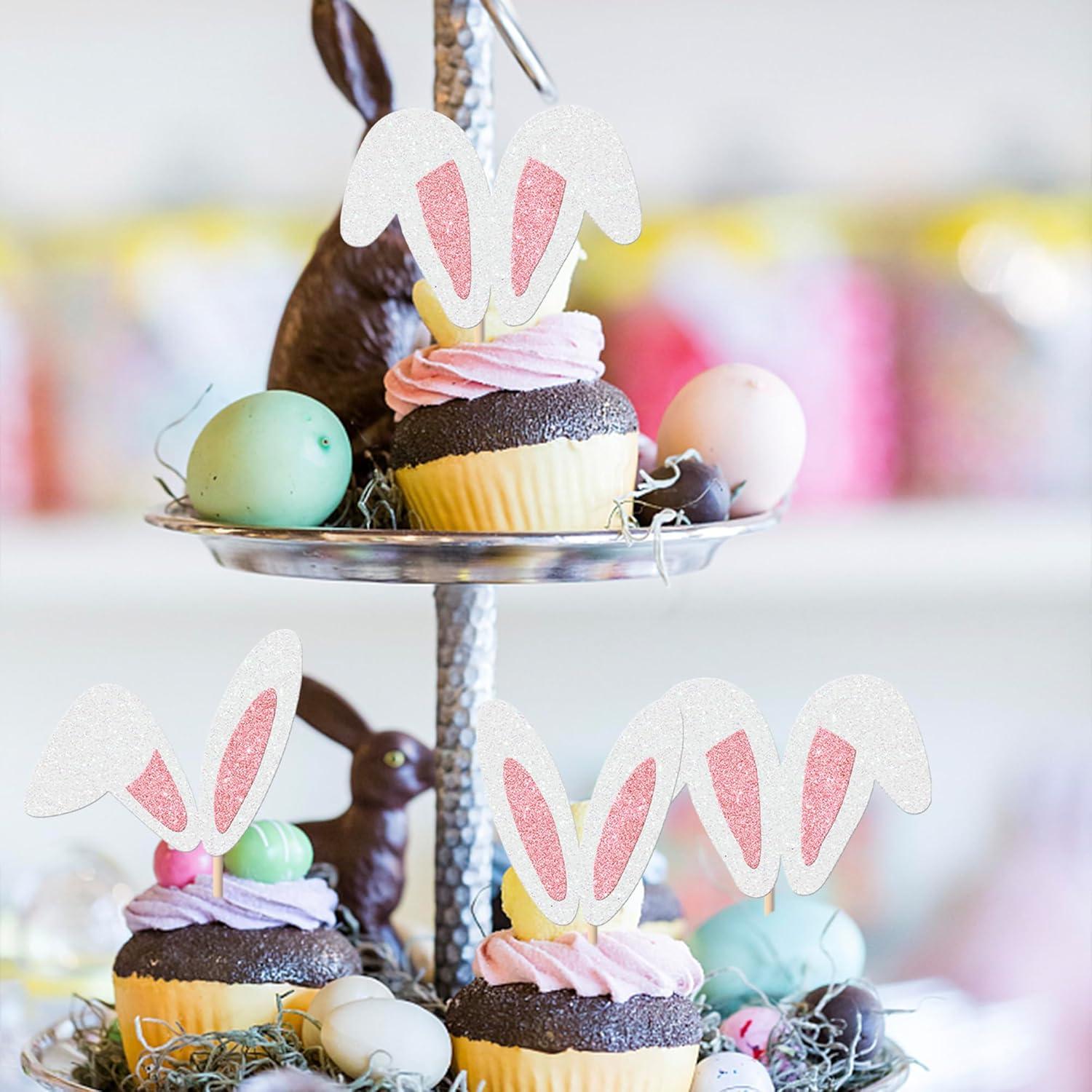 Adornos de Cupcake Rsstarxi 24 Piezas Conejo de Pascua