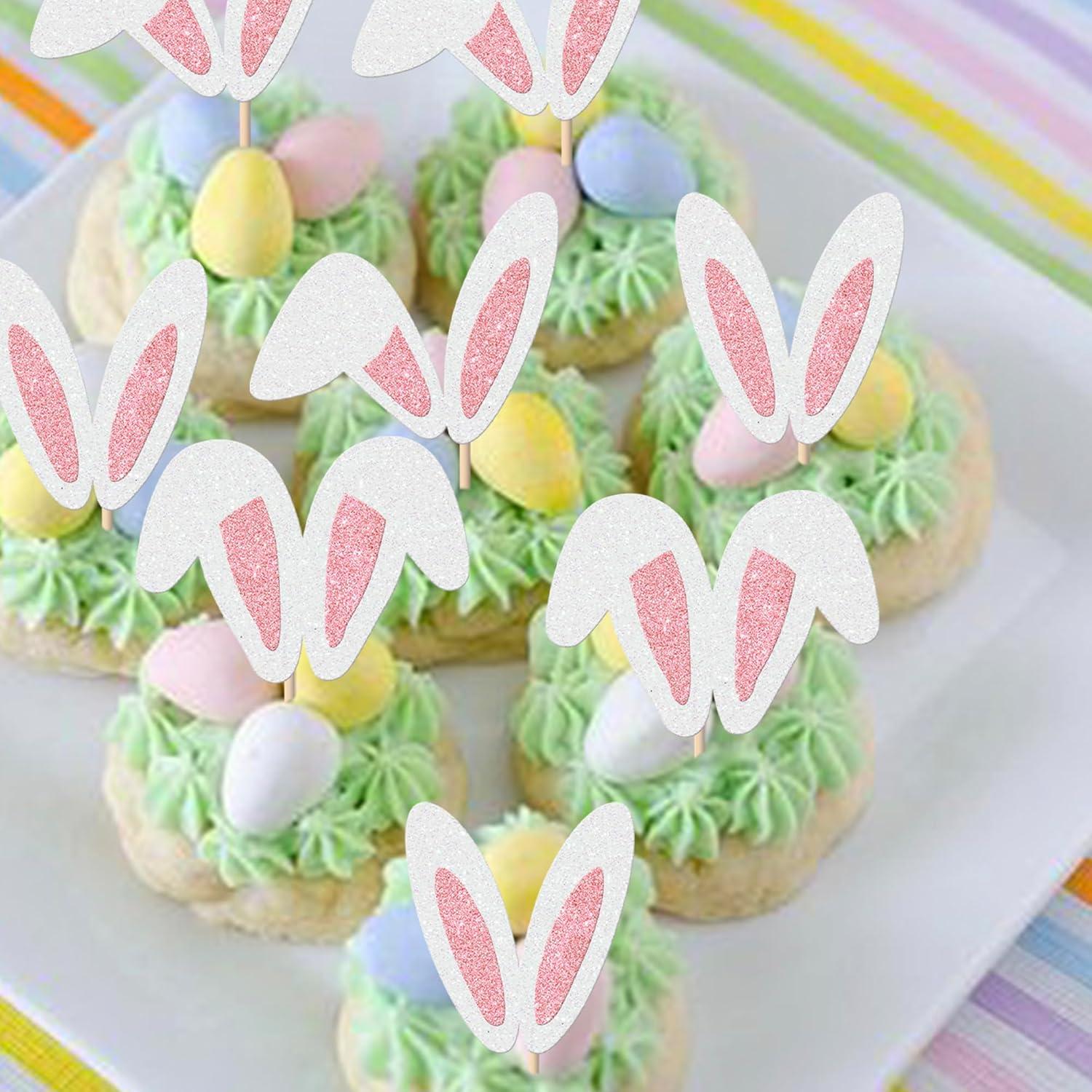 Adornos de Cupcake Rsstarxi 24 Piezas Conejo de Pascua