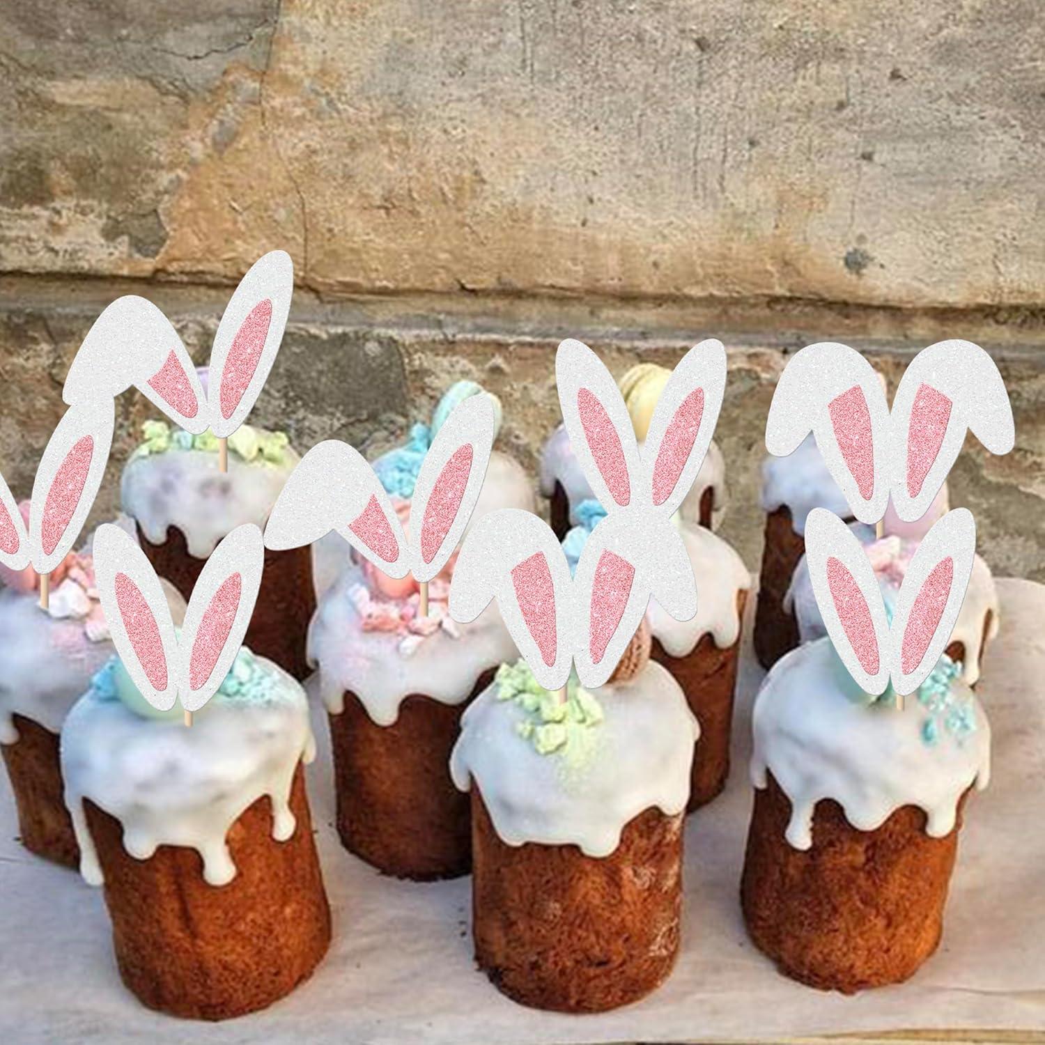 Adornos de Cupcake Rsstarxi 24 Piezas Conejo de Pascua