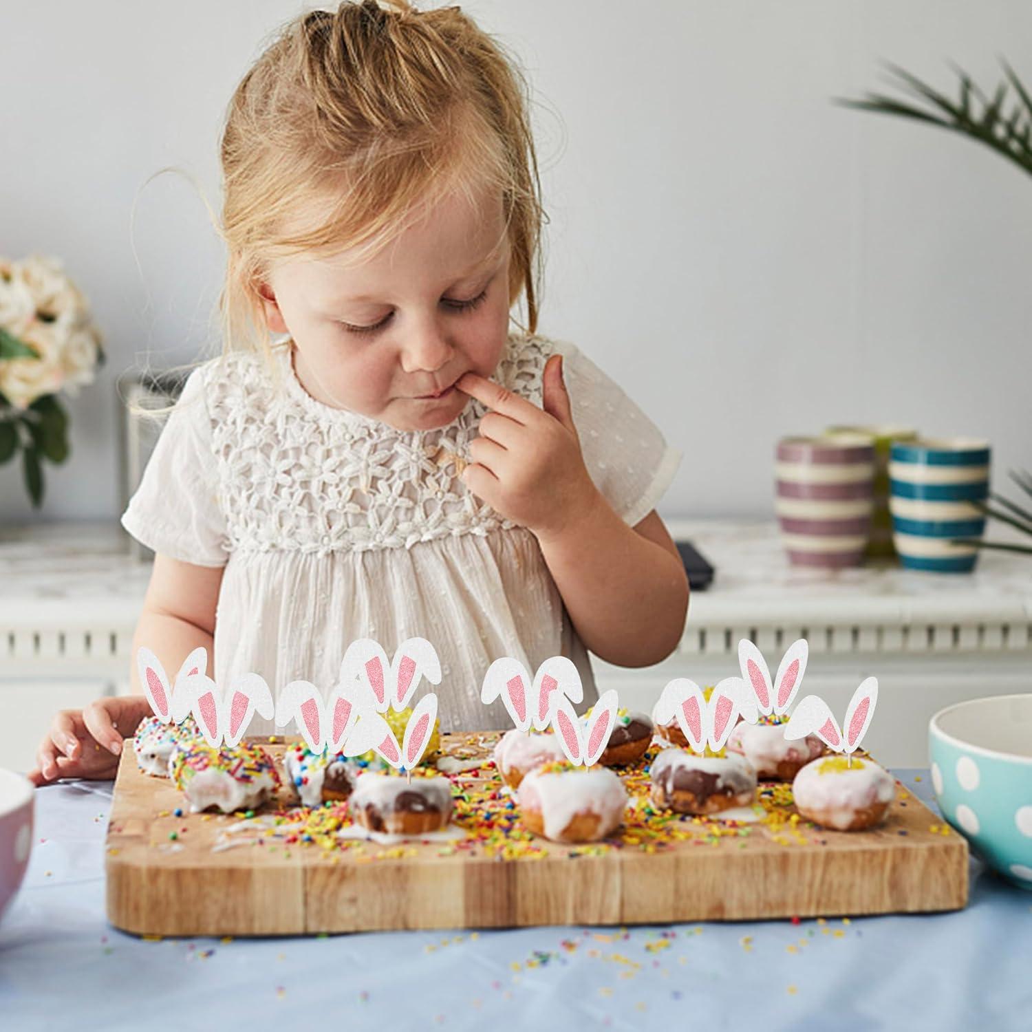 Adornos de Cupcake Rsstarxi 24 Piezas Conejo de Pascua