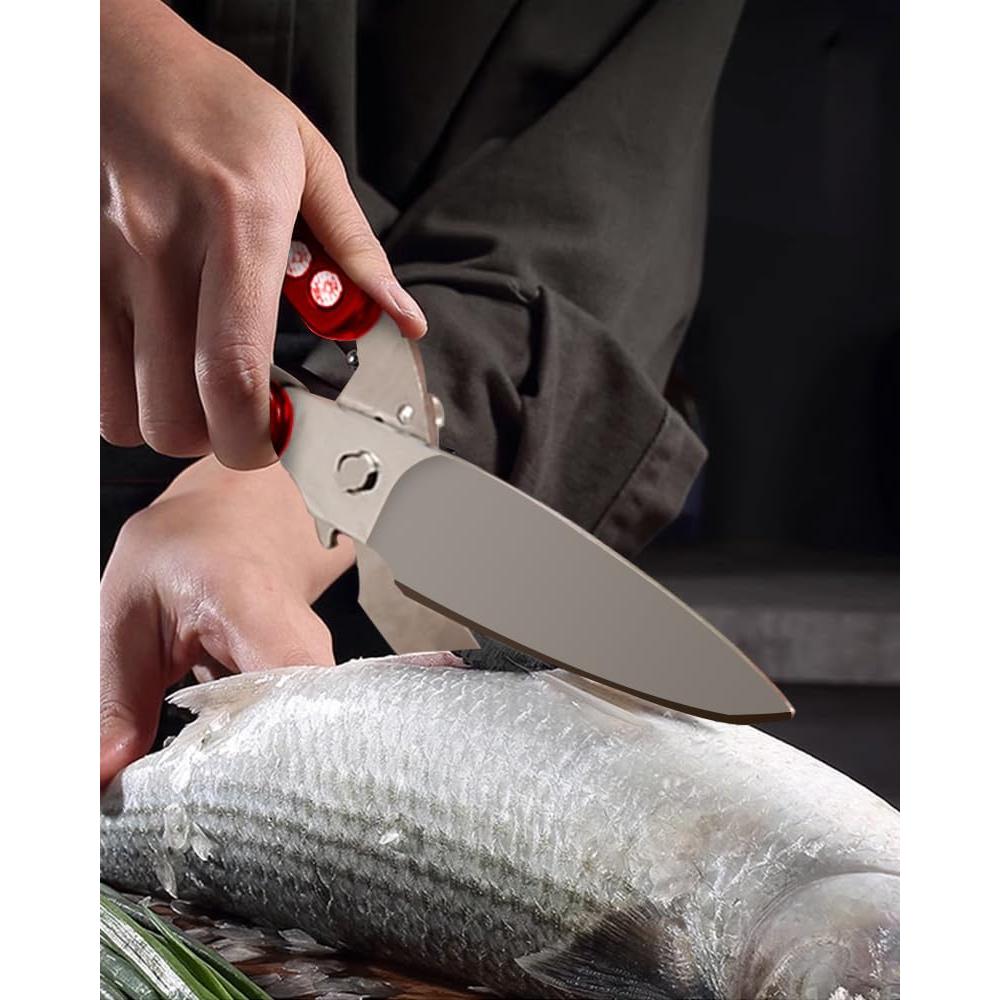 Tijeras de Cocina Brigii de Acero Inoxidable 340g - Rojo