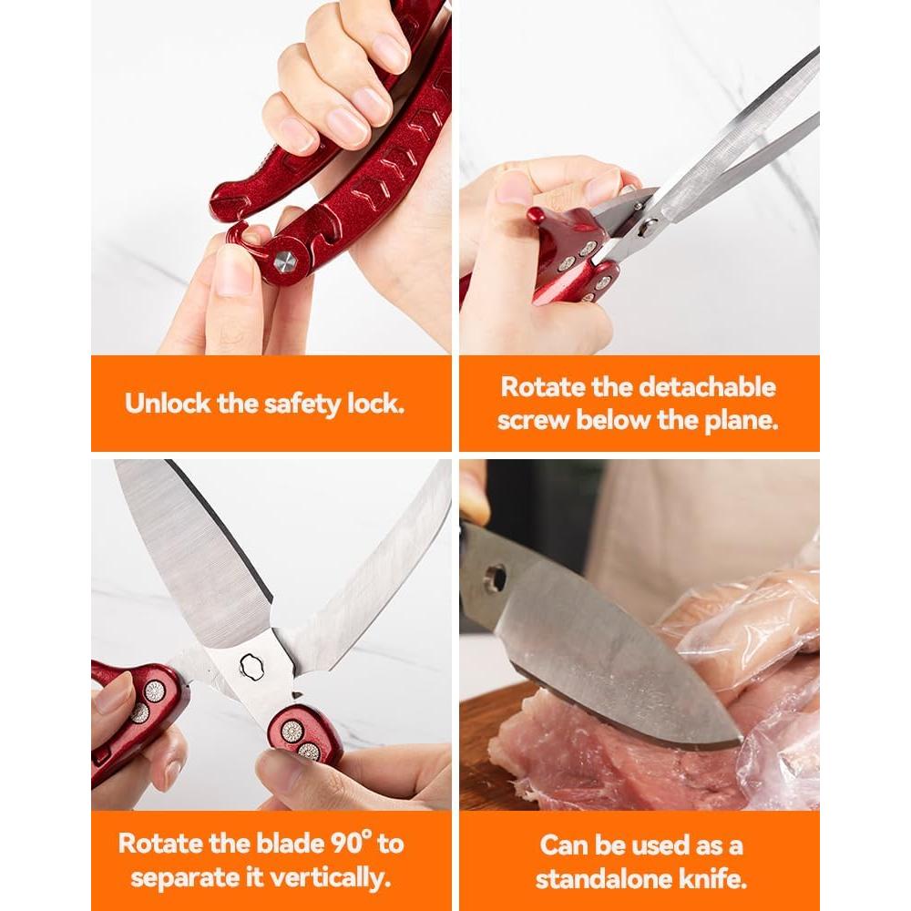 Tijeras de Cocina Brigii de Acero Inoxidable 340g - Rojo