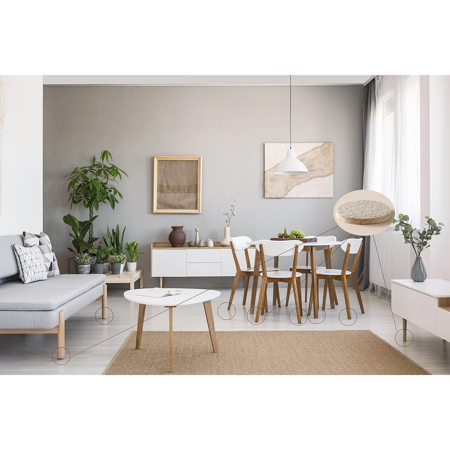 Almohadillas de Fieltro Antirayaduras Furnigear 129 Piezas Beige