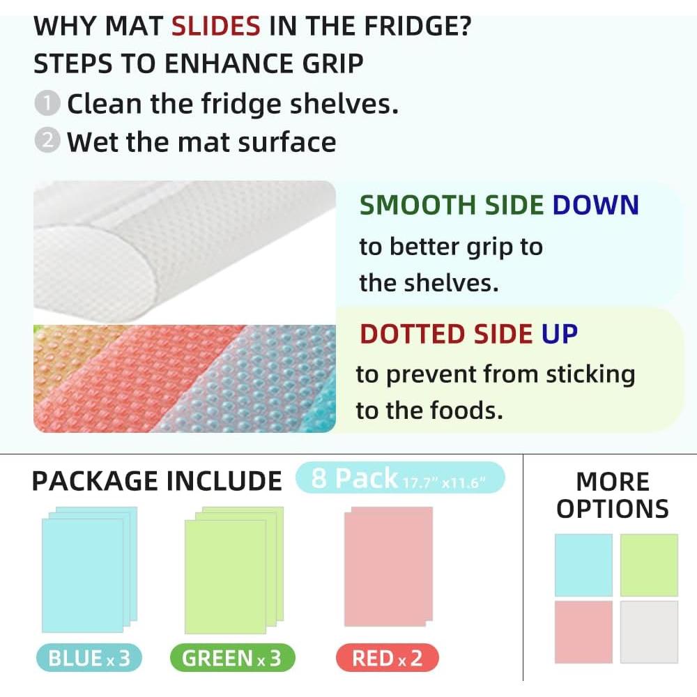 8 Alfombrillas Antideslizantes FinalNest para Refrigerador 44.96x29cm