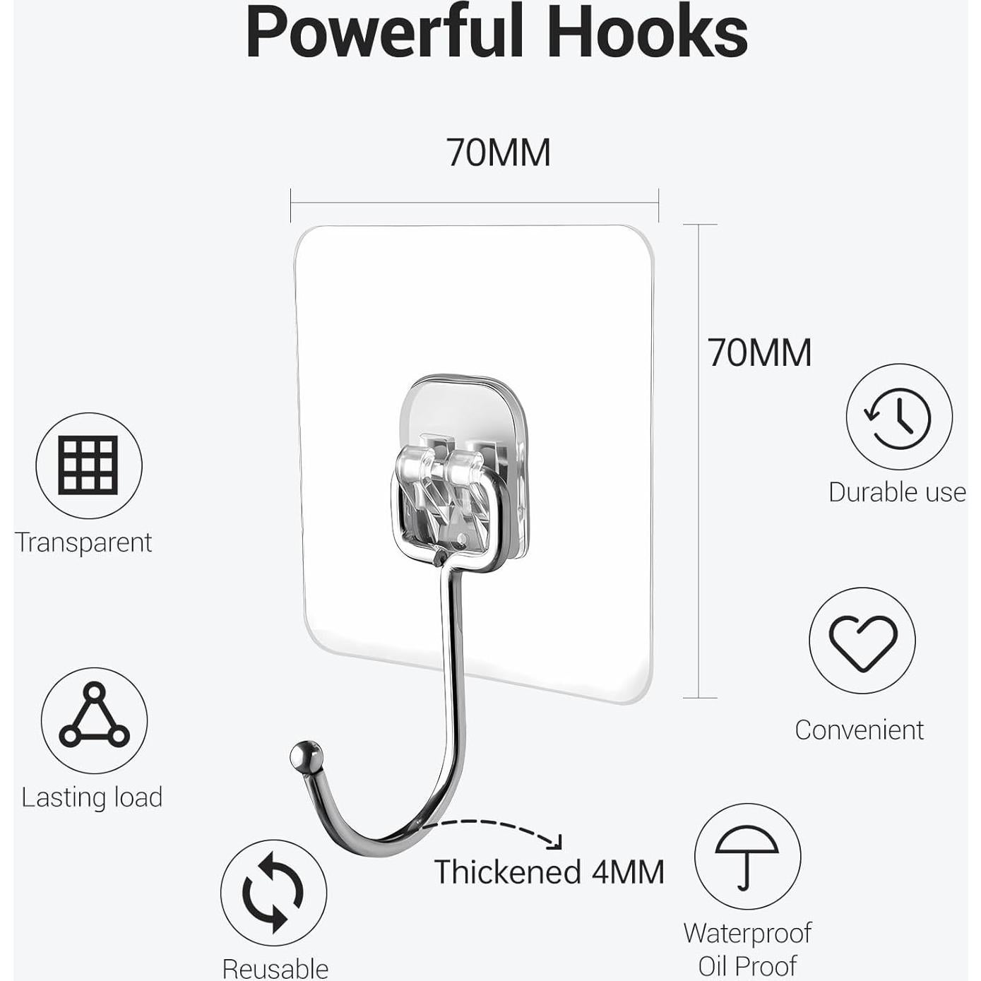 Ganchos Adhesivos Transparentes LGDNNYYY, 18 Piezas, 20kg