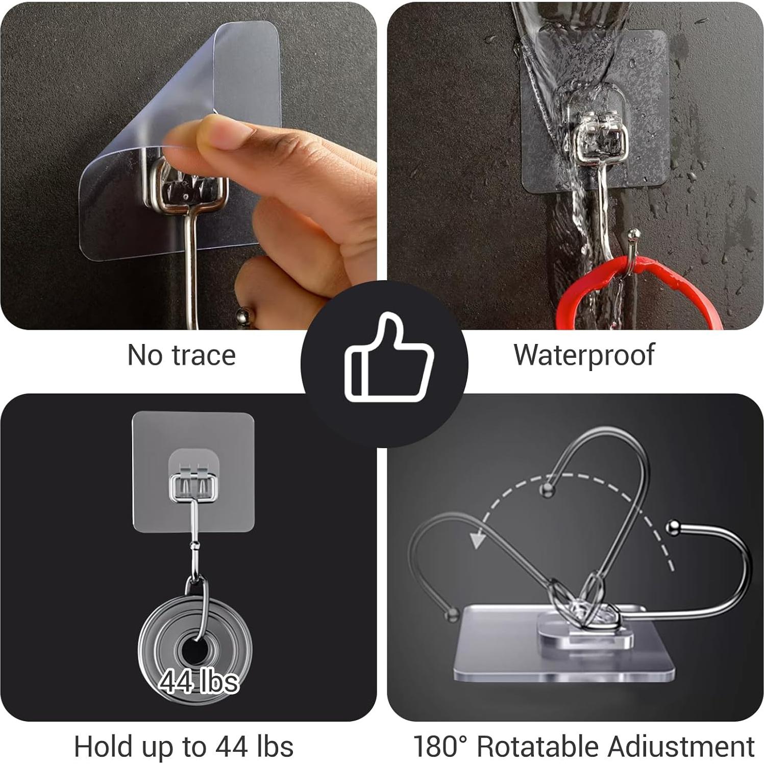 Ganchos Adhesivos Transparentes LGDNNYYY, 18 Piezas, 20kg