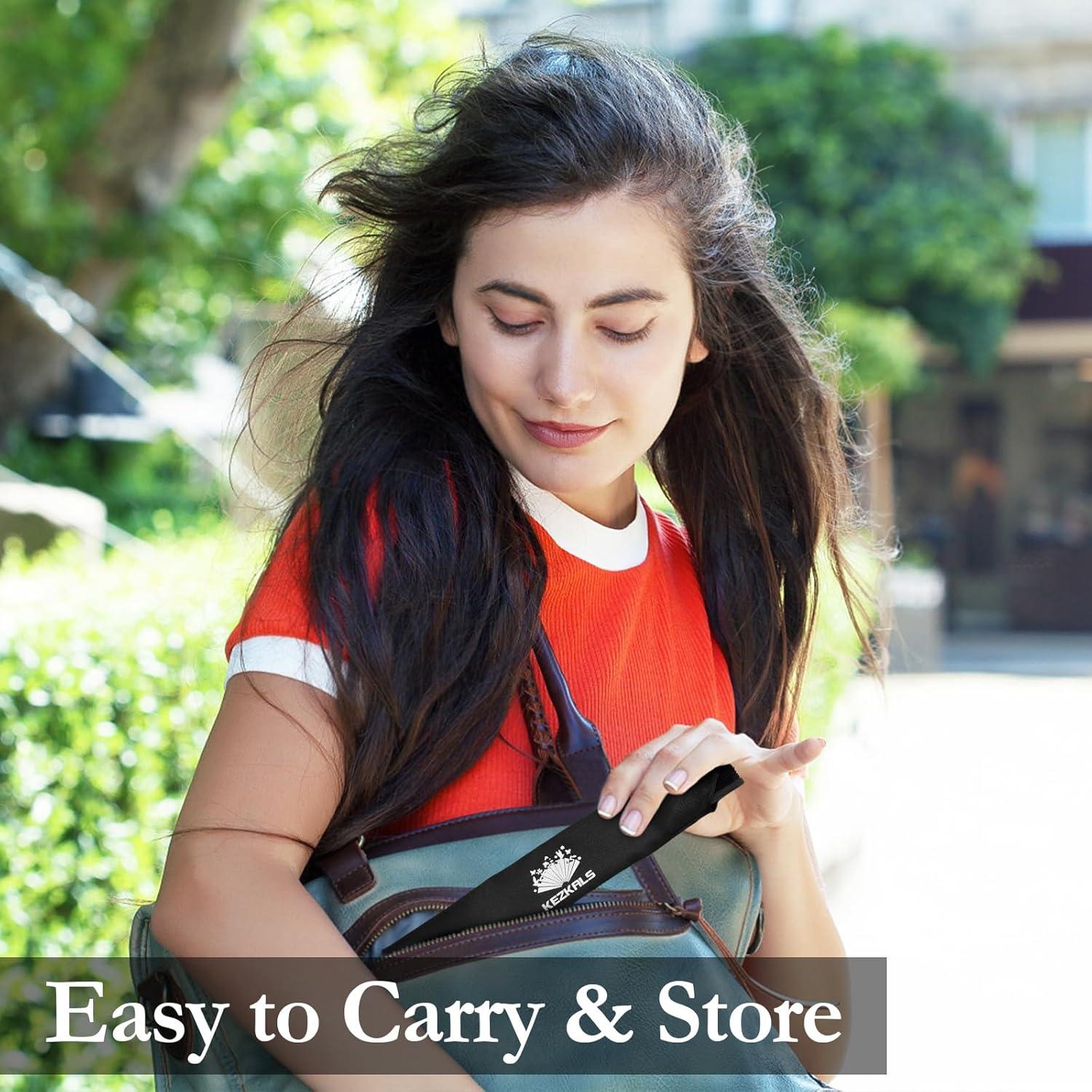 Abanico Plegable KEZKALS Negro 21 cm Seda y Bambú