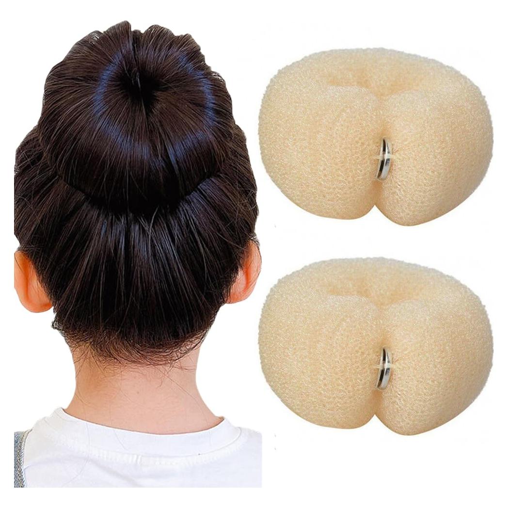 2 Donas de Pelo Beige SYBL 20cm Suave para Recogidos