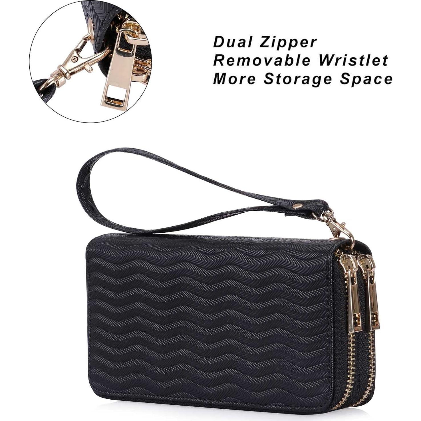 Cartera Doble Cierre HAWEE para Mujer con Soporte Teléfono 17.5x8.9cm