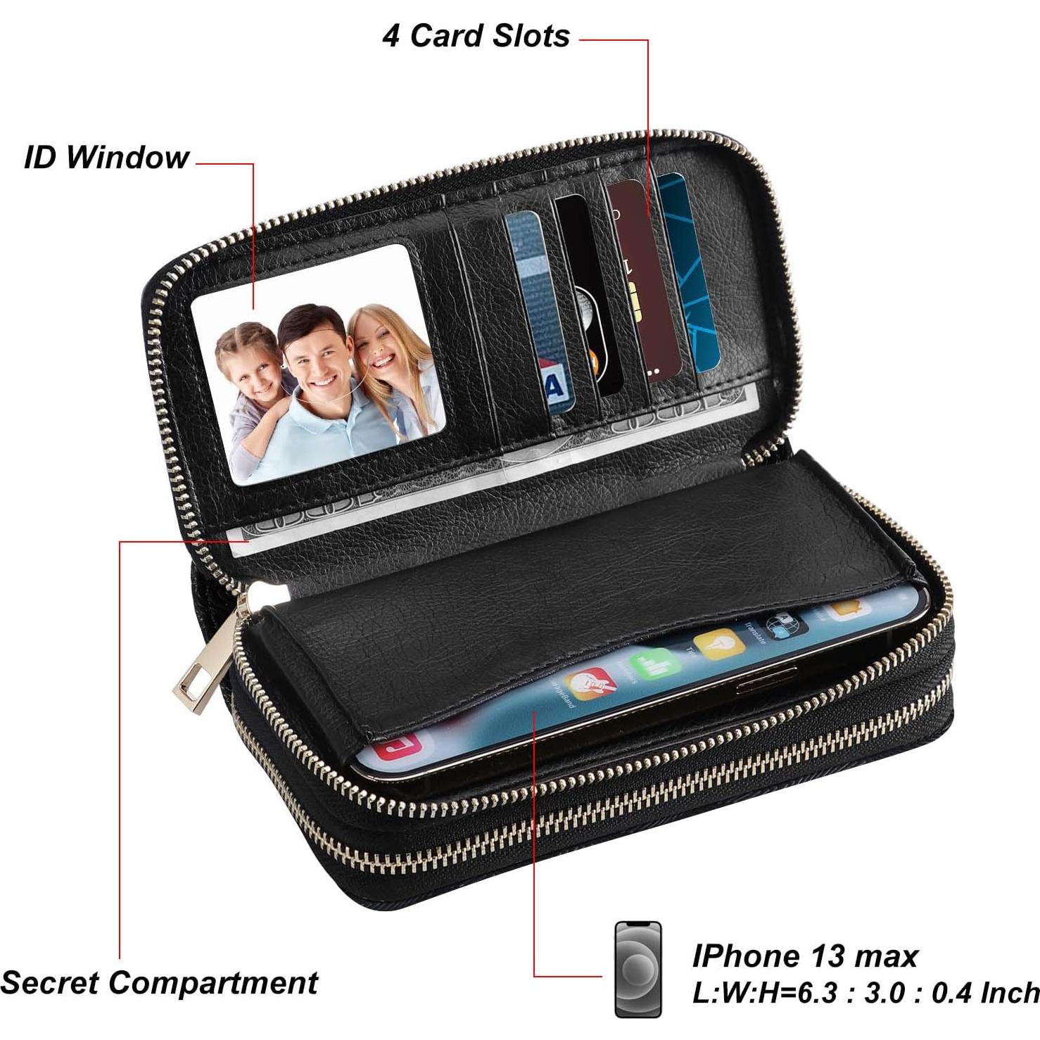 Cartera Doble Cierre HAWEE para Mujer con Soporte Teléfono 17.5x8.9cm