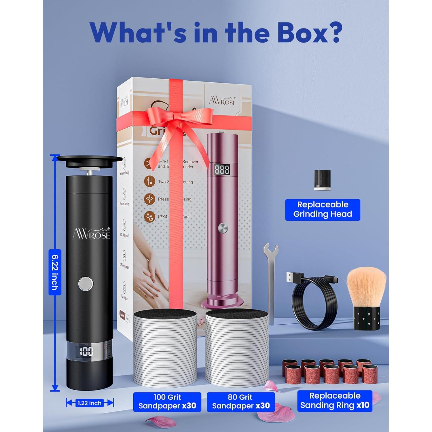 Removedor de Callos Eléctrico AWROSE Inalámbrico 2600mAh